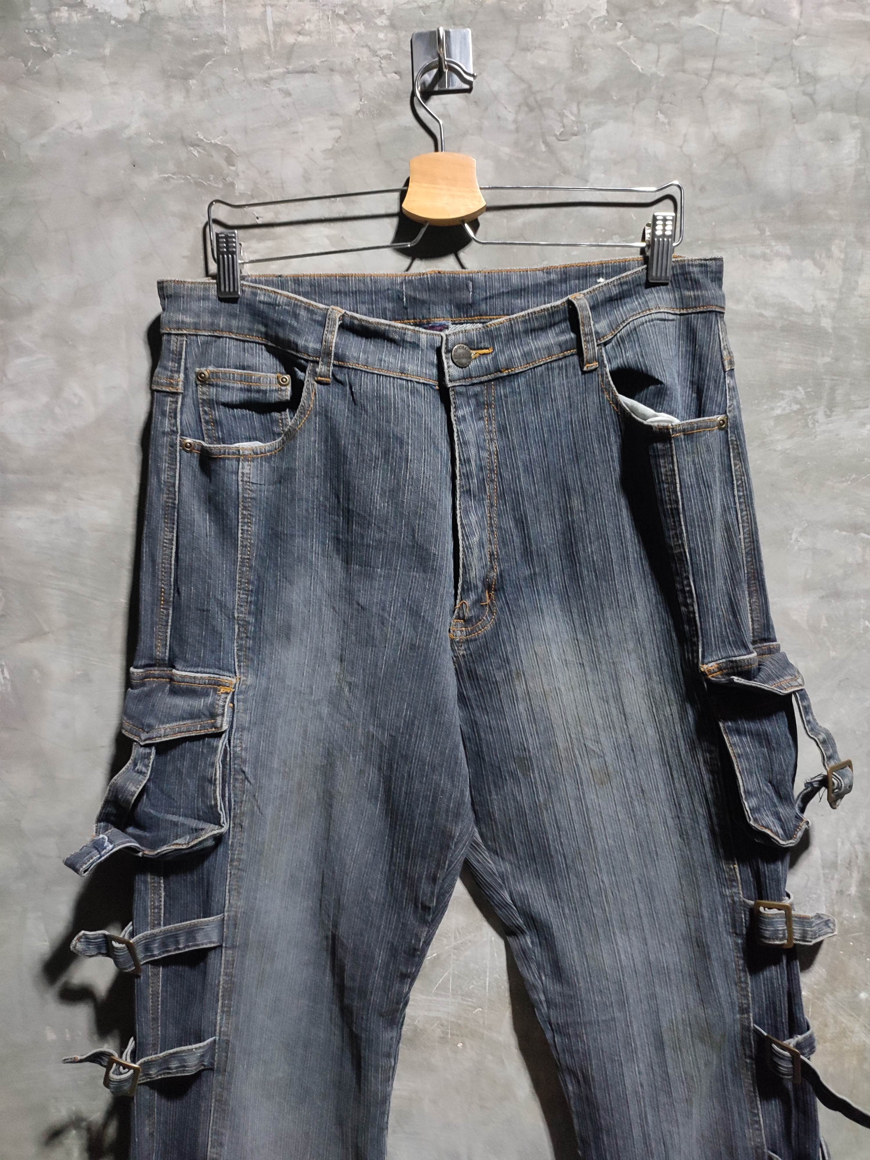 Designer 🔥Apollo MultiStrap Design Cargo Flared Bondage Punk Jeans Size US 33 - 5 Thumbnail