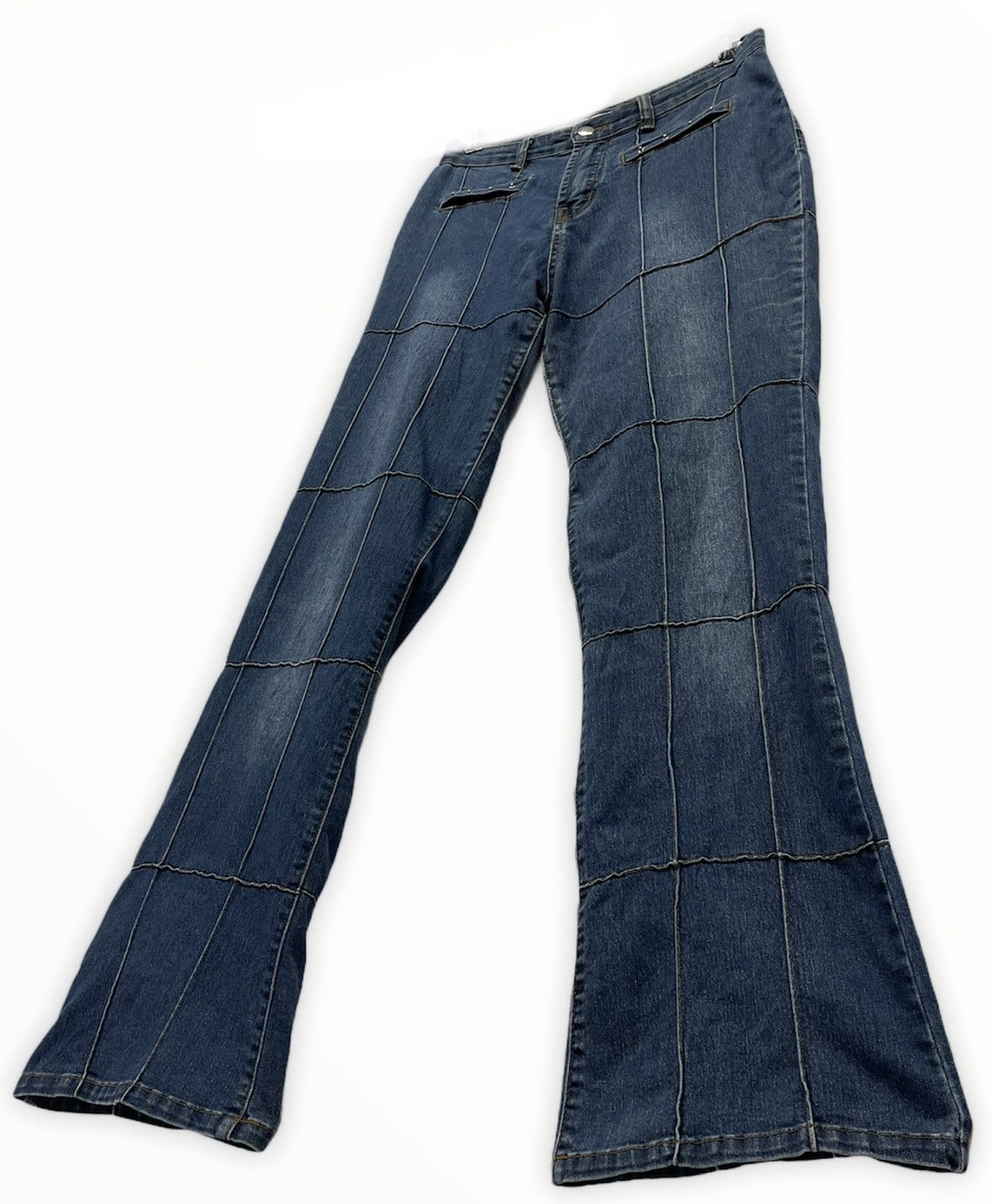 HAPHAZARD Y2K Patchwork Stretchy Denim Flared Pants