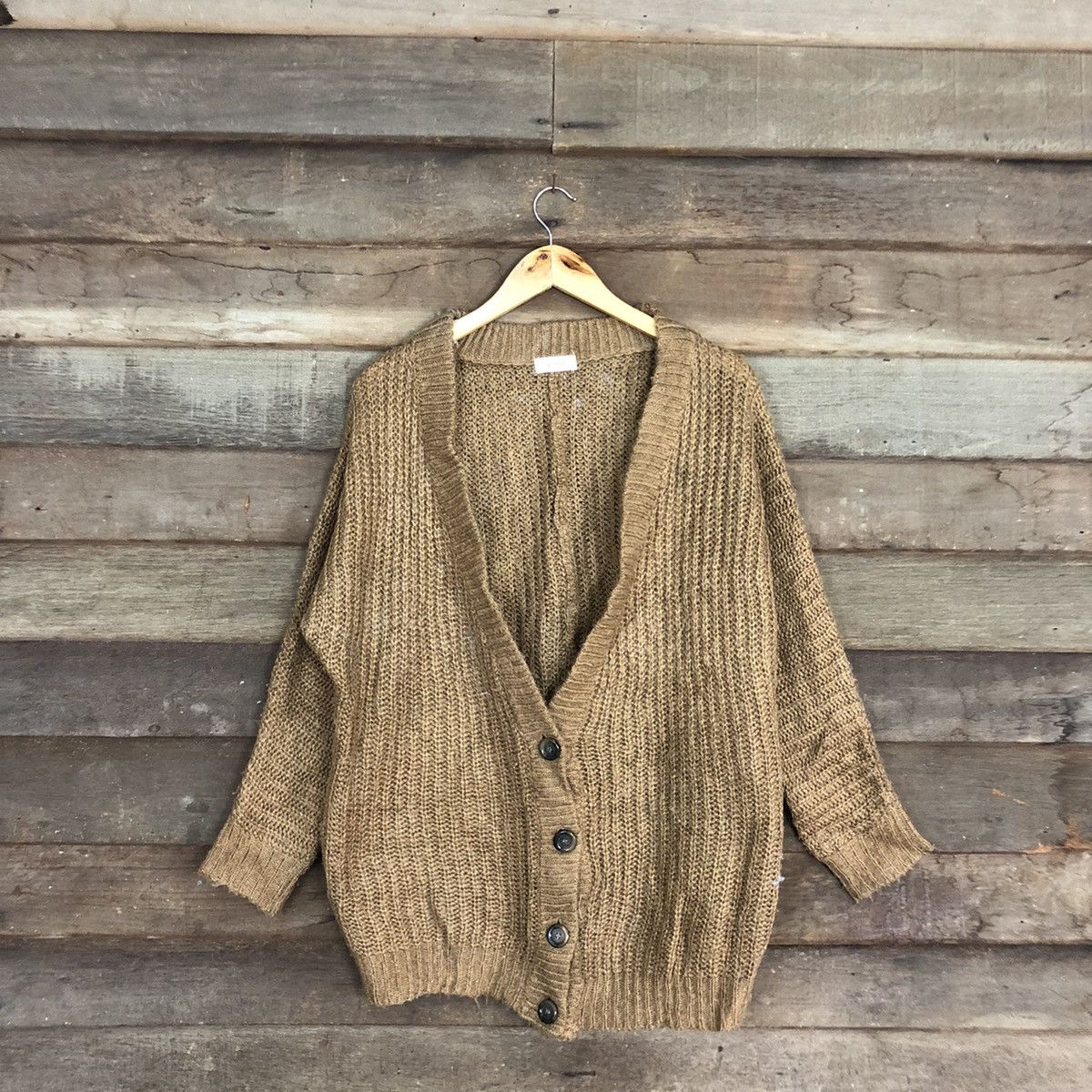 Scalzi Brown Mohair Shag Shaggy cardigan Knitwear #c1174