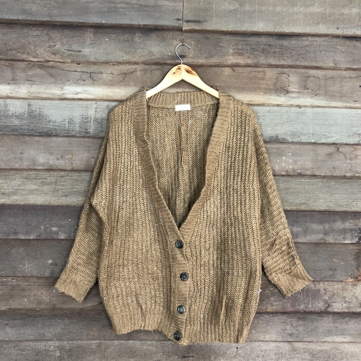 Homespun Knitwear D Scalzi Brown Mohair Shag Shaggy cardigan Knitwear #c1174 Size XL / US 12-14 / IT 48-50 - 3 Thumbnail