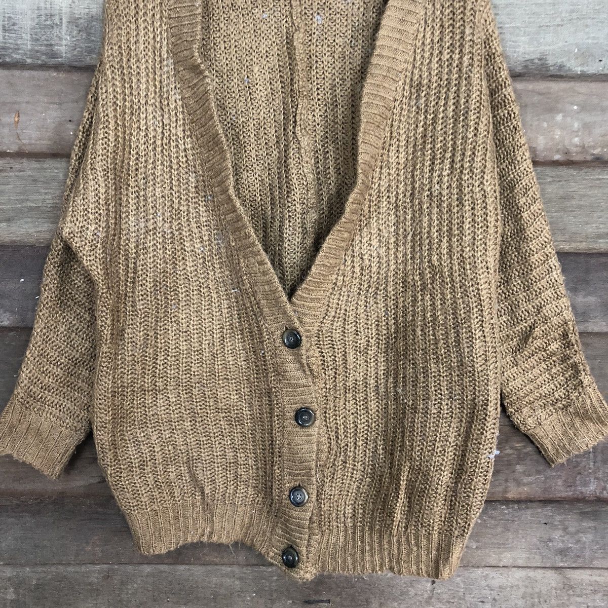 Homespun Knitwear D Scalzi Brown Mohair Shag Shaggy cardigan Knitwear #c1174 Size XL / US 12-14 / IT 48-50 - 8 Thumbnail