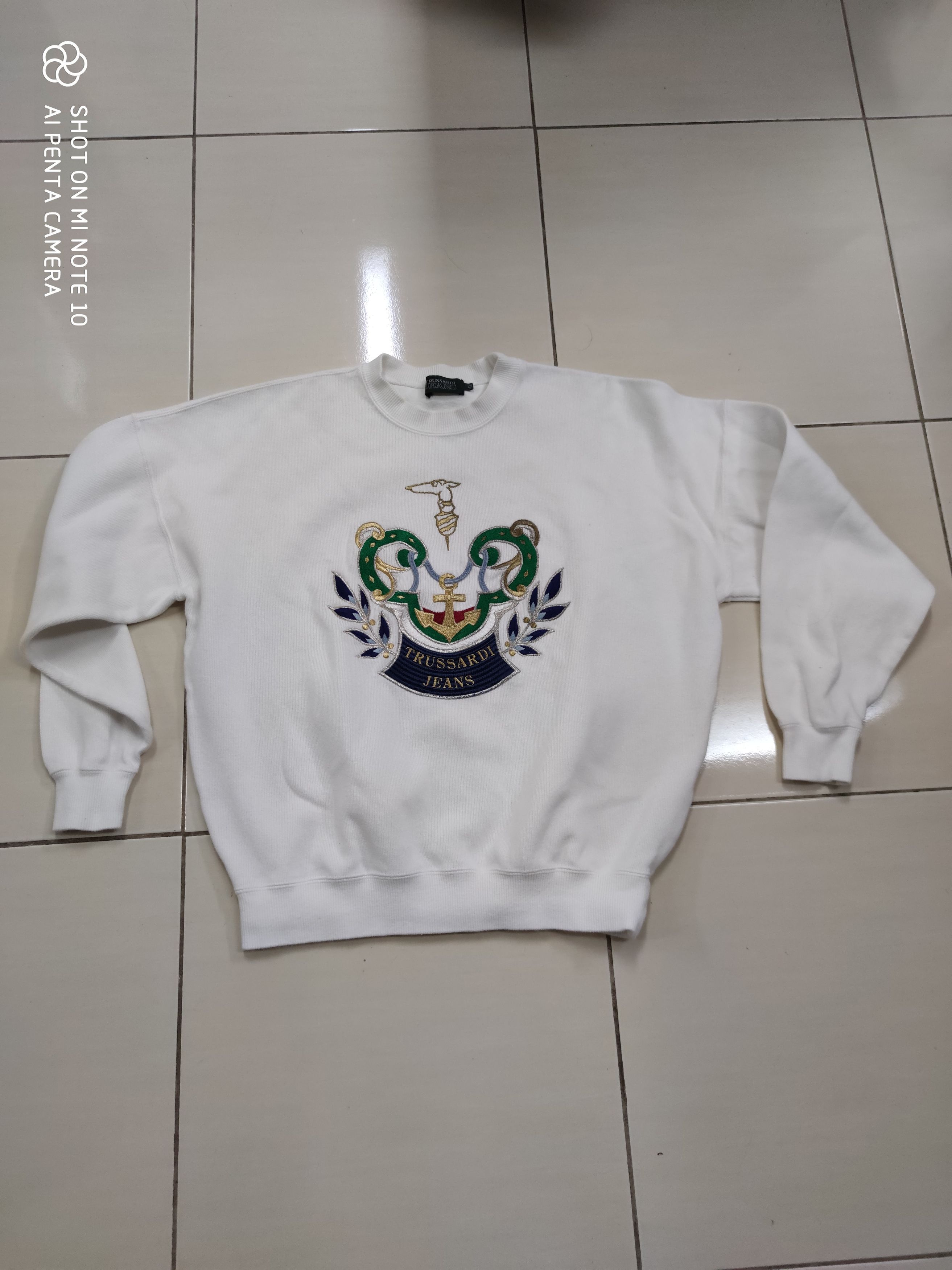 Trussardi Vintage Trussardi Embroidered Big Logo Sweatshirt Size US S / EU 44-46 / 1 - 3 Thumbnail