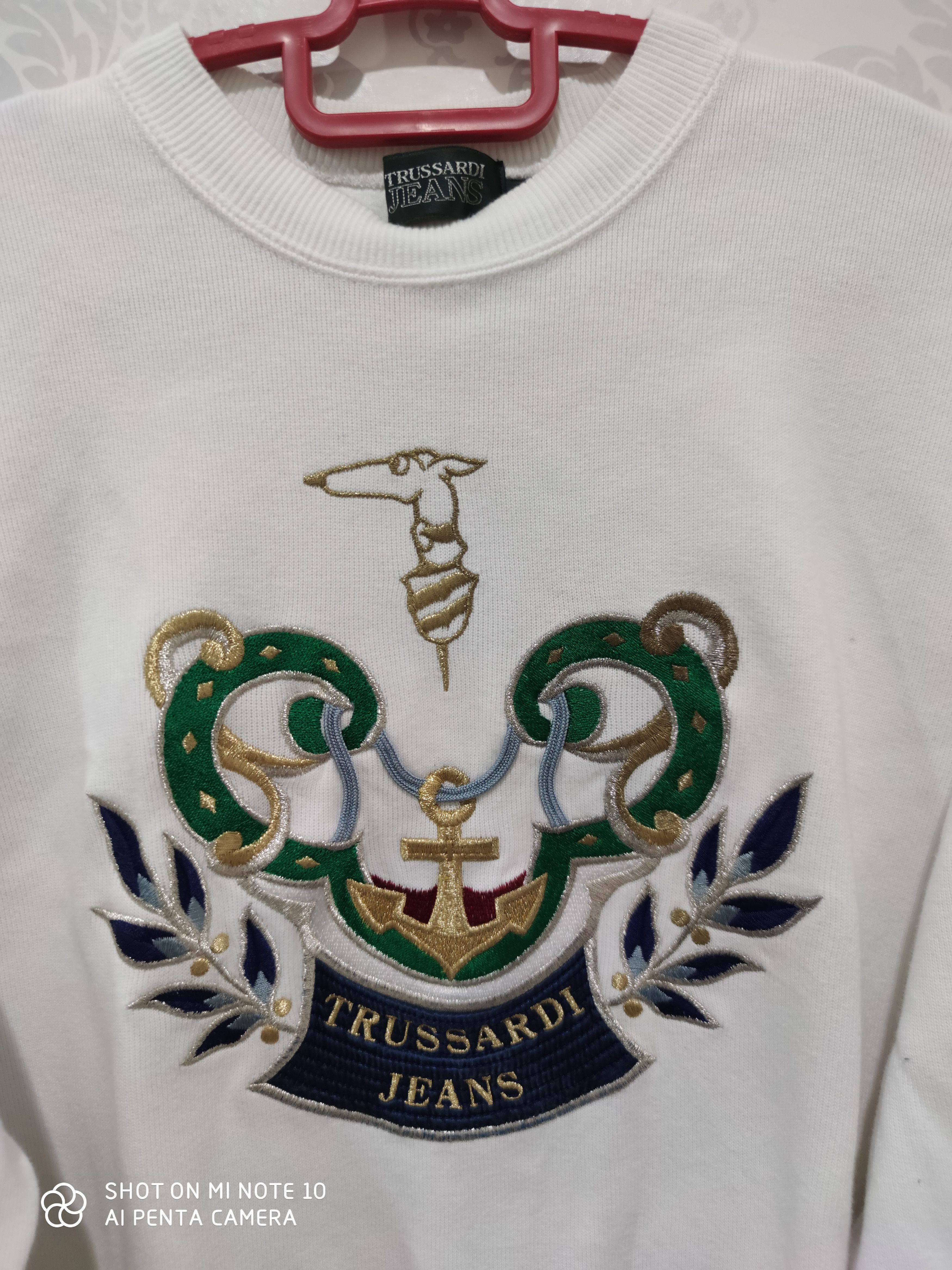 Trussardi Vintage Trussardi Embroidered Big Logo Sweatshirt Size US S / EU 44-46 / 1 - 1 Thumbnail