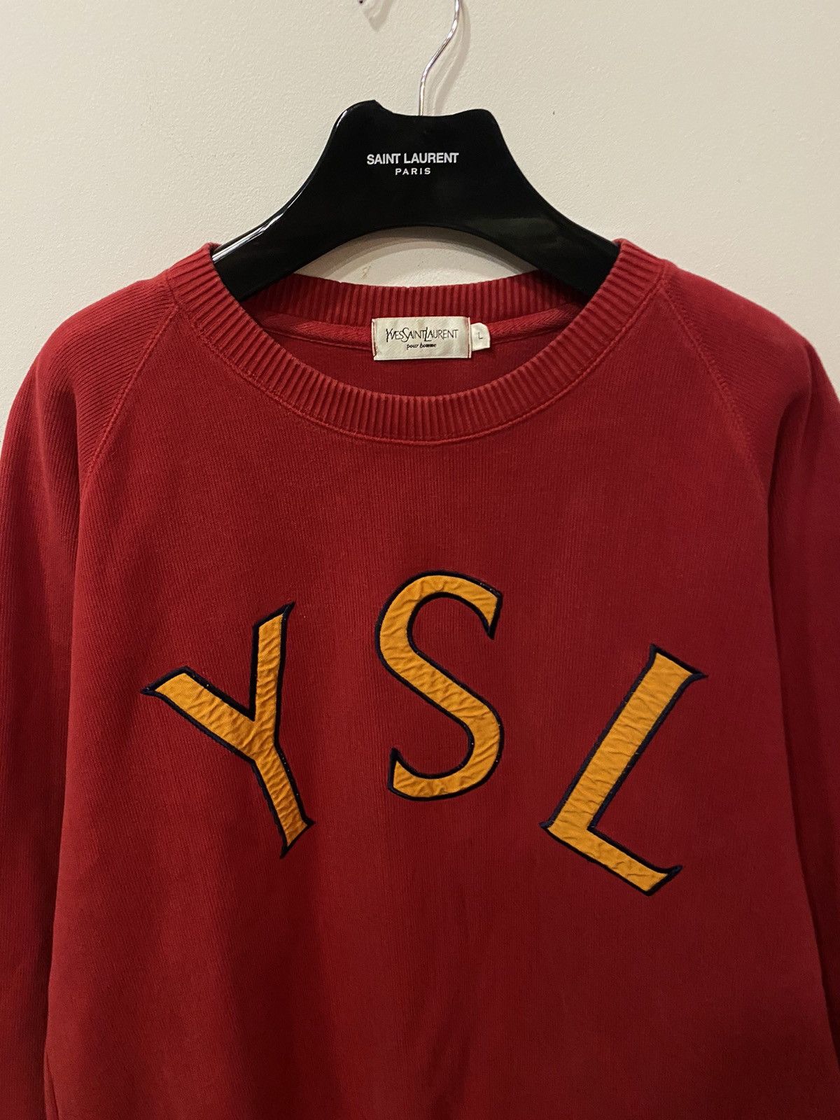 Yves Saint Laurent 🍟 YSL Sweatshirt Big Logo Yves Saint Vintage 90s Paris Size US L / EU 52-54 / 3 - 3 Thumbnail