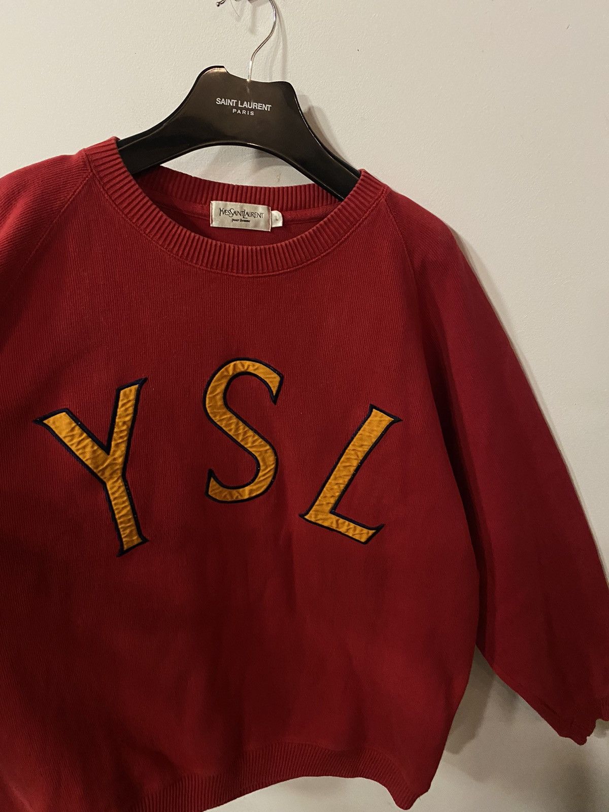 Yves Saint Laurent 🍟 YSL Sweatshirt Big Logo Yves Saint Vintage 90s Paris Size US L / EU 52-54 / 3 - 10 Thumbnail
