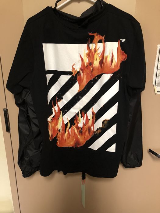 off white fire hands tee