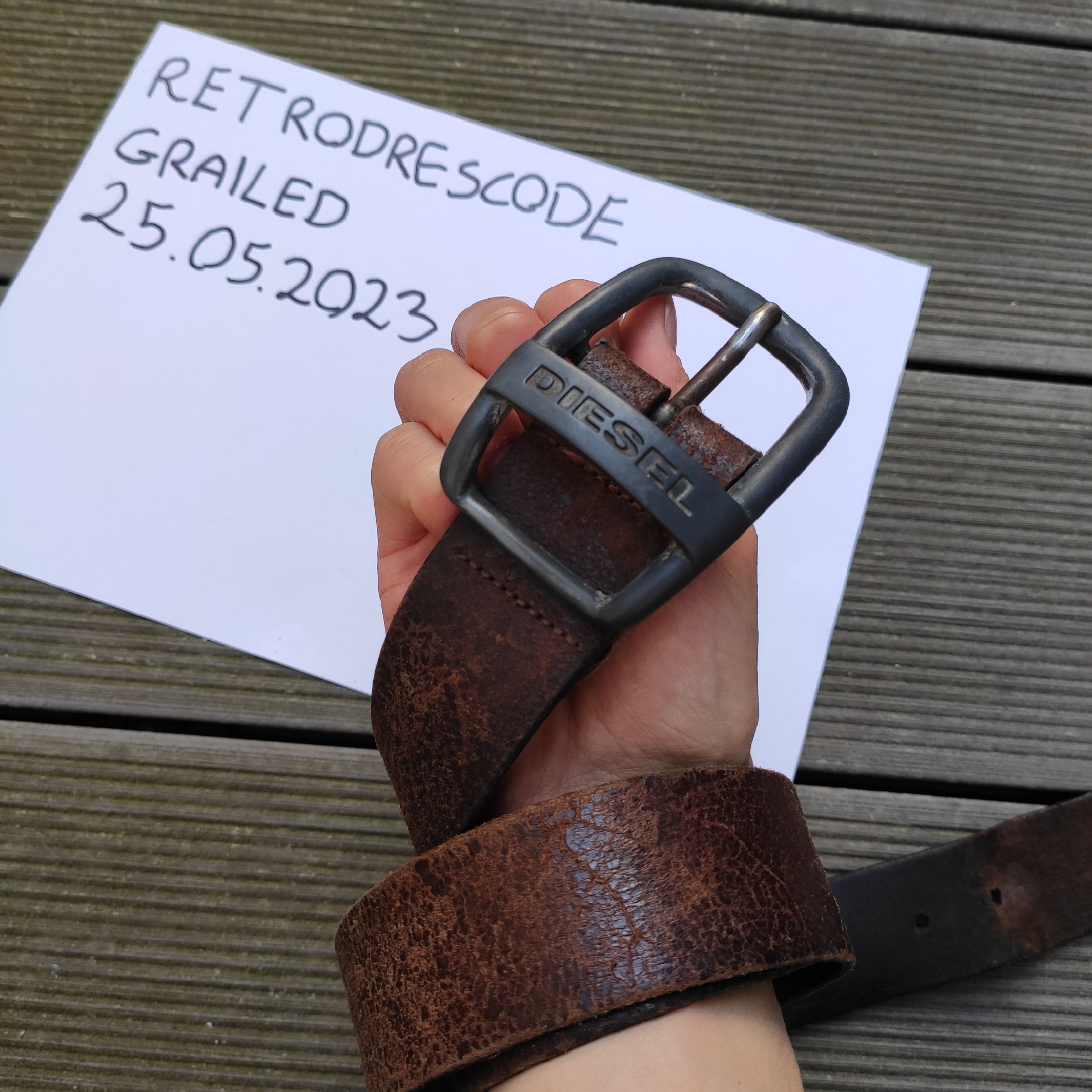 Diesel Diesel leather belt old one vintage oryginal Size 36 - 8 Thumbnail