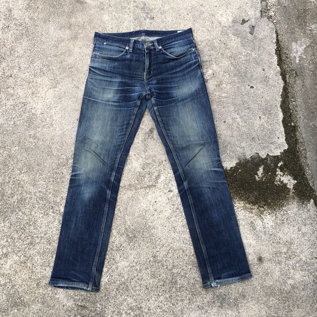 image of Avant Garde monsieur Nicole Stoned Wash Rips Distress Slim Jeans in Blue Wash, Men's (Size 30)