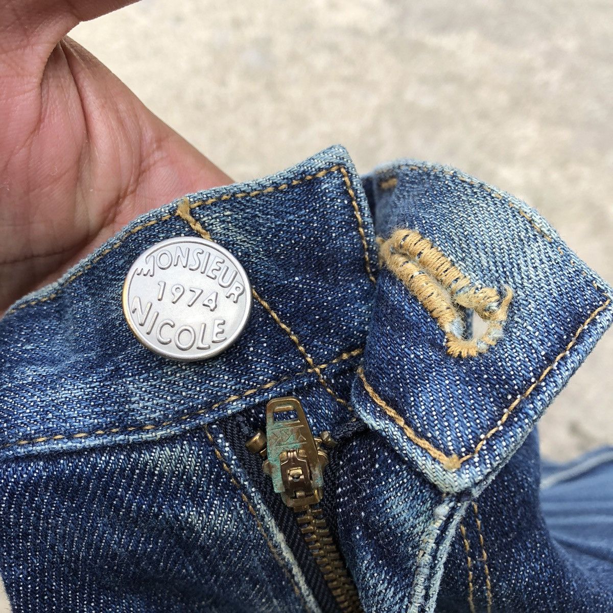 Designer 🔥Rare🔥Monsieur Nicole Stoned Wash Rips Distress Slim Jeans Size US 30 / EU 46 - 13 Thumbnail