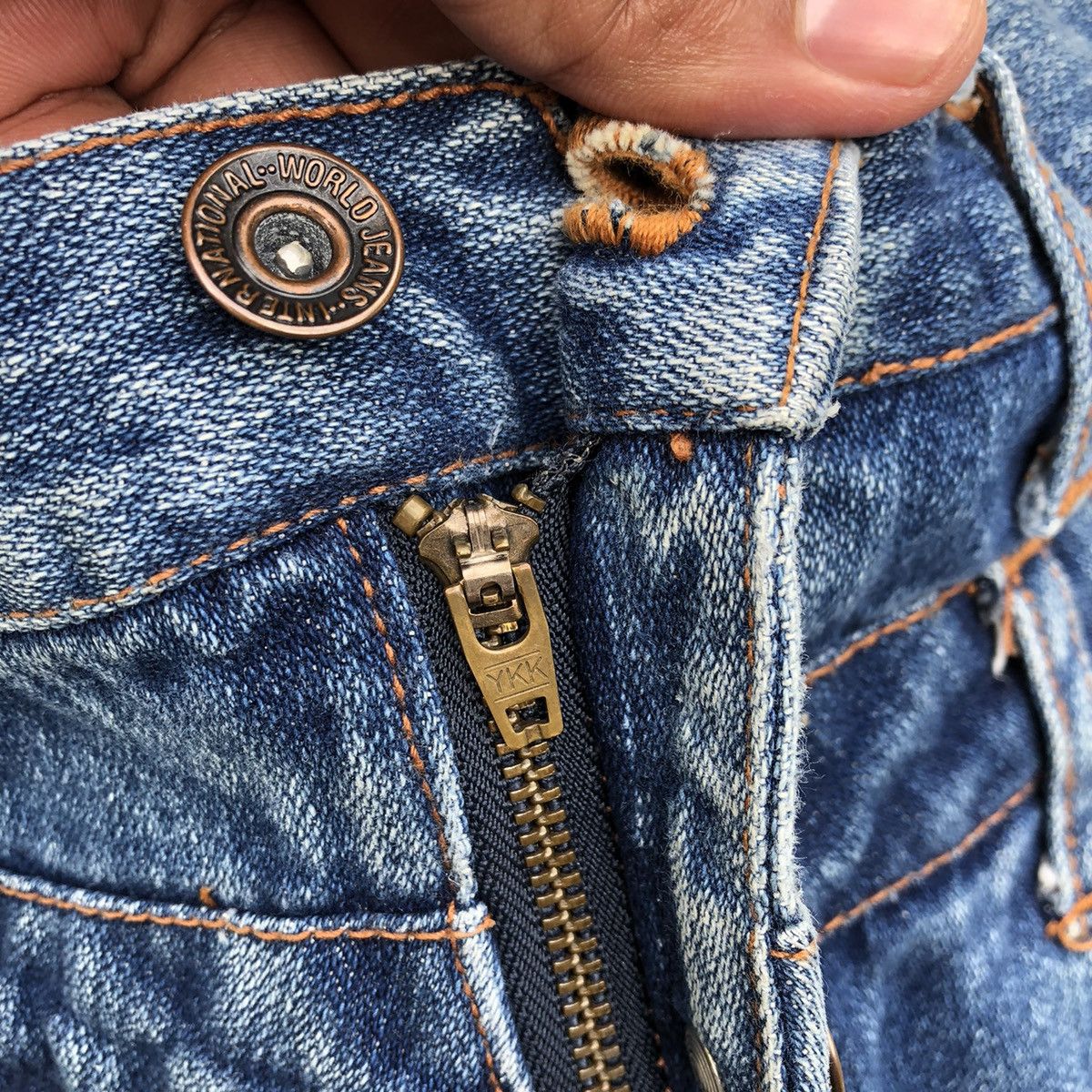 Japanese Brand 🔥Rare🔥🇯🇵Nylaus Jeans Double Waist Rips Distress Denim Jeans Size US 30 / EU 46 - 10 Thumbnail