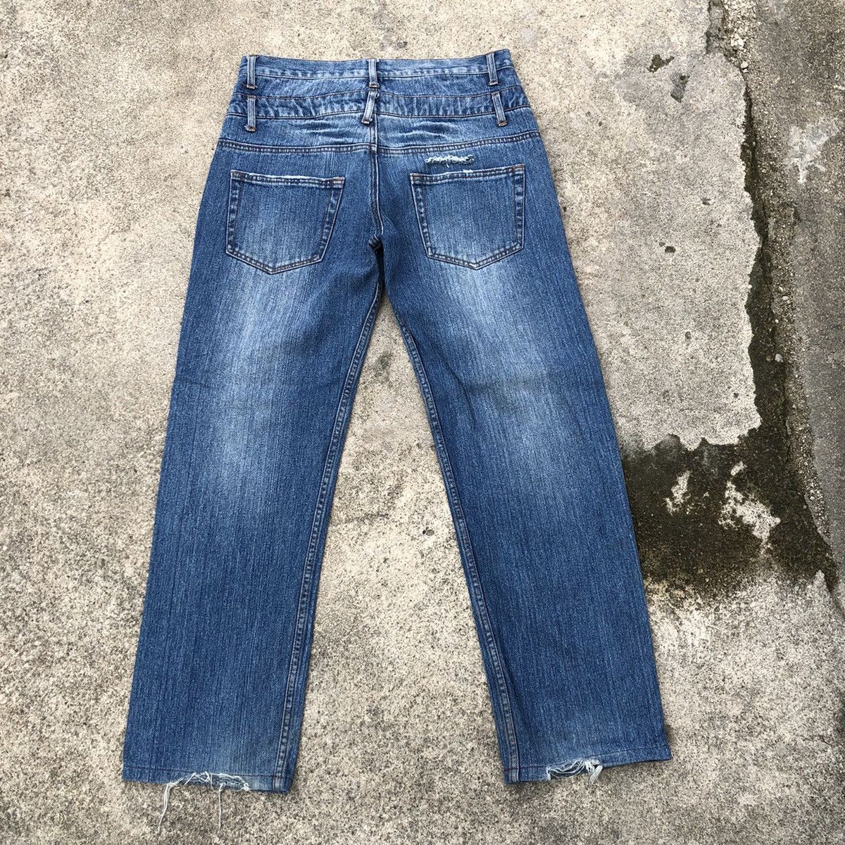 Japanese Brand 🔥Rare🔥🇯🇵Nylaus Jeans Double Waist Rips Distress Denim Jeans Size US 30 / EU 46 - 4 Thumbnail