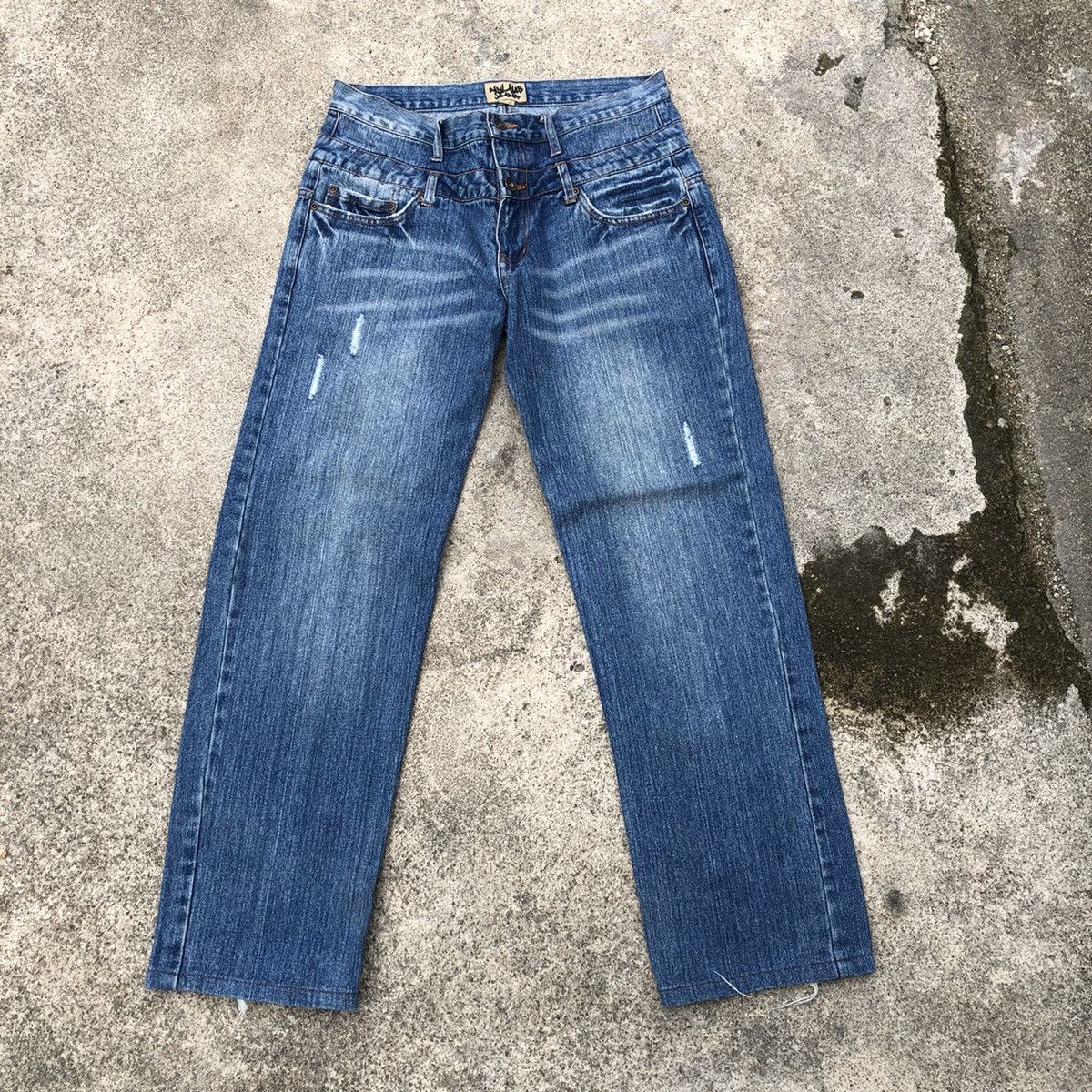Japanese Brand 🔥Rare🔥🇯🇵Nylaus Jeans Double Waist Rips Distress Denim Jeans Size US 30 / EU 46 - 1 Thumbnail