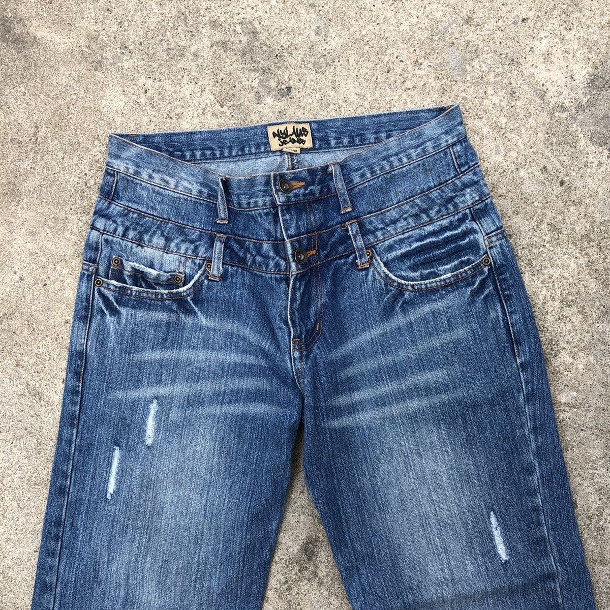 Japanese Brand 🔥Rare🔥🇯🇵Nylaus Jeans Double Waist Rips Distress Denim Jeans Size US 30 / EU 46 - 2 Thumbnail