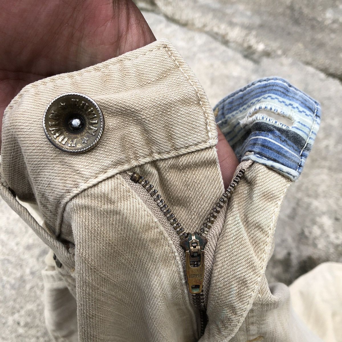 Edwin 🔥Rare🔥🇯🇵Vintage Edwin Rip Off True Religion Rips Denim Jeans Size US 34 / EU 50 - 13 Thumbnail