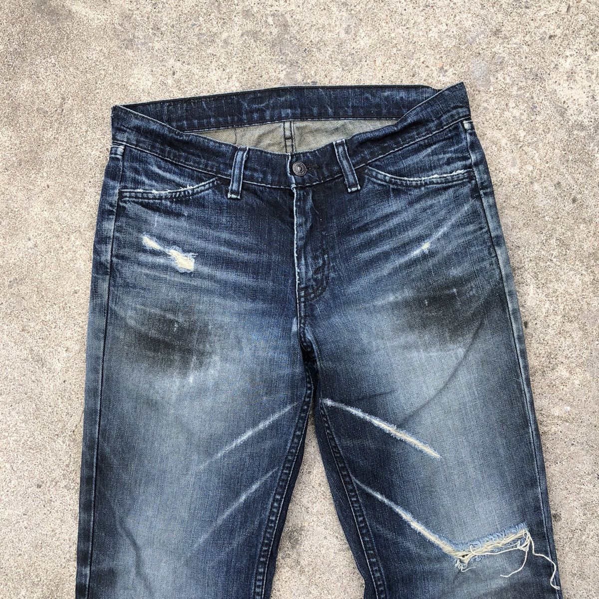 Levi's × Levi's Vintage Clothing 🔥Rare🔥Levis Lot 519 Stoned Wash Rips Distress Denim Jeans Size US 30 / EU 46 - 2 Thumbnail