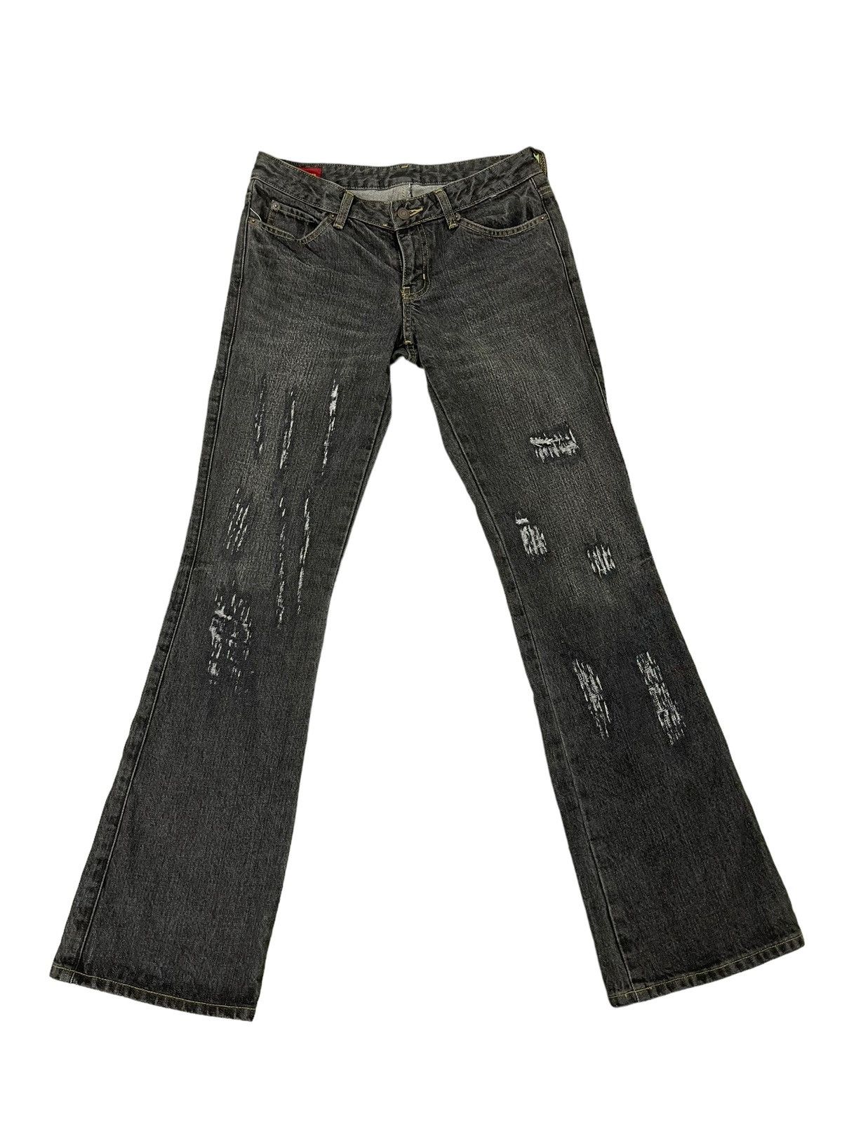 Japanese Brand Flare Jeans Camel Road Distress Denim Low Rise Boot Cut 2🟦2 Size US 28 / EU 44 - 2 Thumbnail