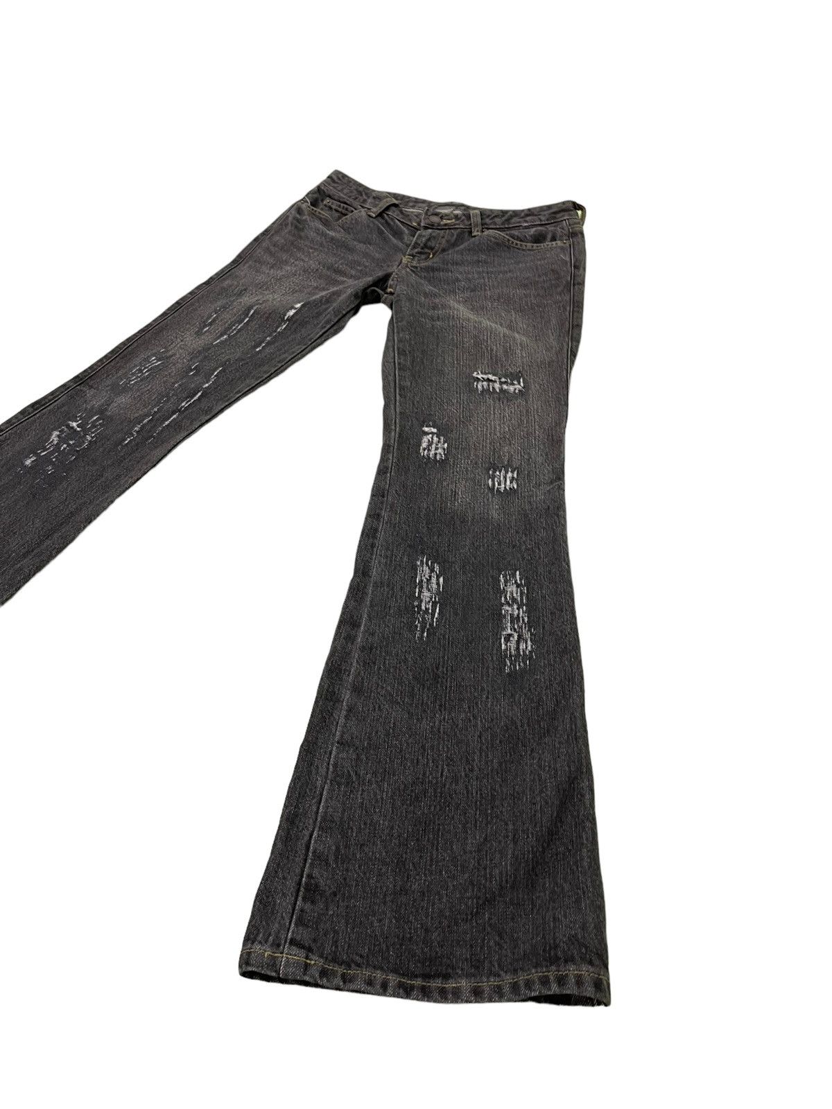 image of Hype Flare Jeans Camel Road Distress Denim Low Rise Boot Cut 22 in Grey, Men's (Size 28)