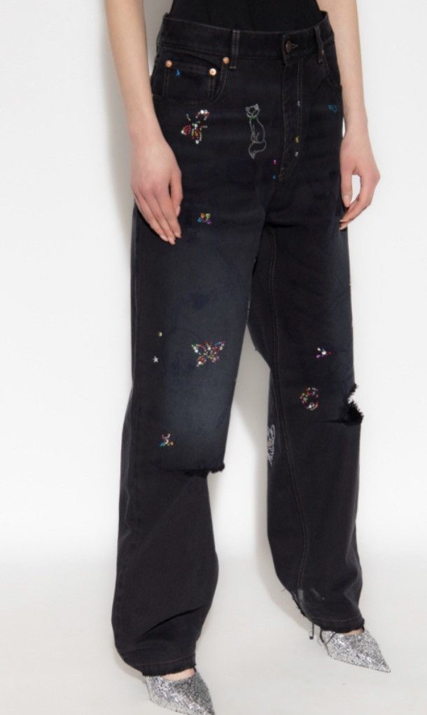 Balenciaga RARE Balenciaga Rhinestone Graffiti Denim | Grailed