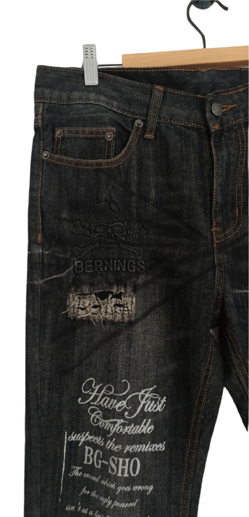 Japanese Brand Japanese Brand Berning Sho Skull Punk Denim Jeans Size US 33 - 6 Thumbnail