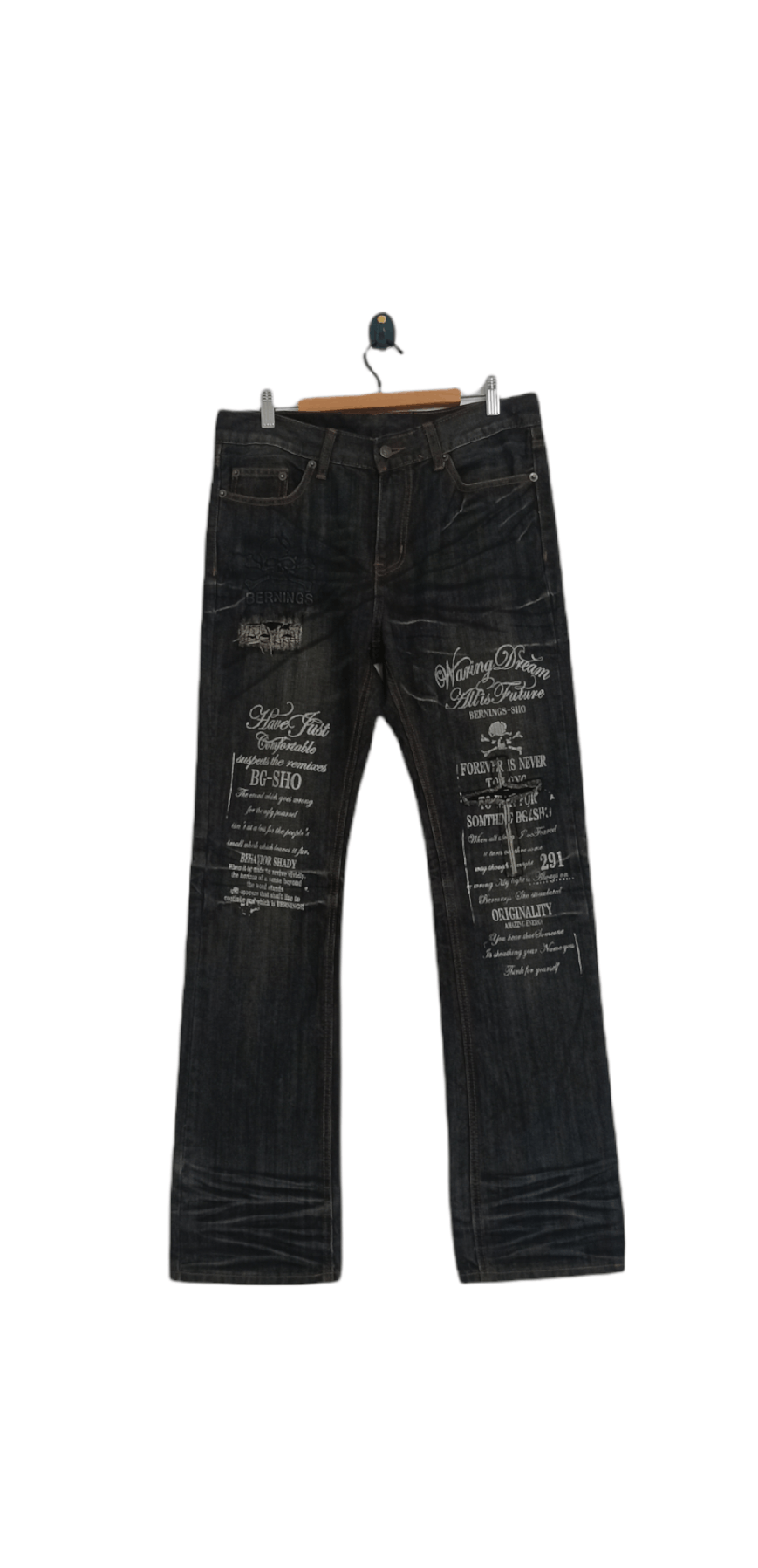 Japanese Brand Japanese Brand Berning Sho Skull Punk Denim Jeans Size US 33 - 1 Thumbnail