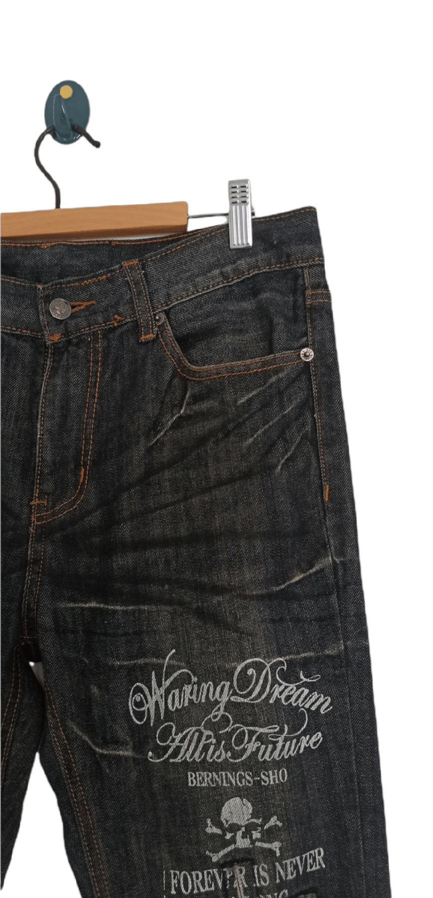Japanese Brand Japanese Brand Berning Sho Skull Punk Denim Jeans Size US 33 - 3 Thumbnail