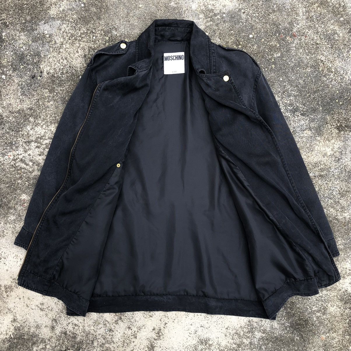 Moschino Vintage Moschino Jeans Black Washed Oblique Zipper Jacket Size L / US 10 / IT 46 - 7 Thumbnail