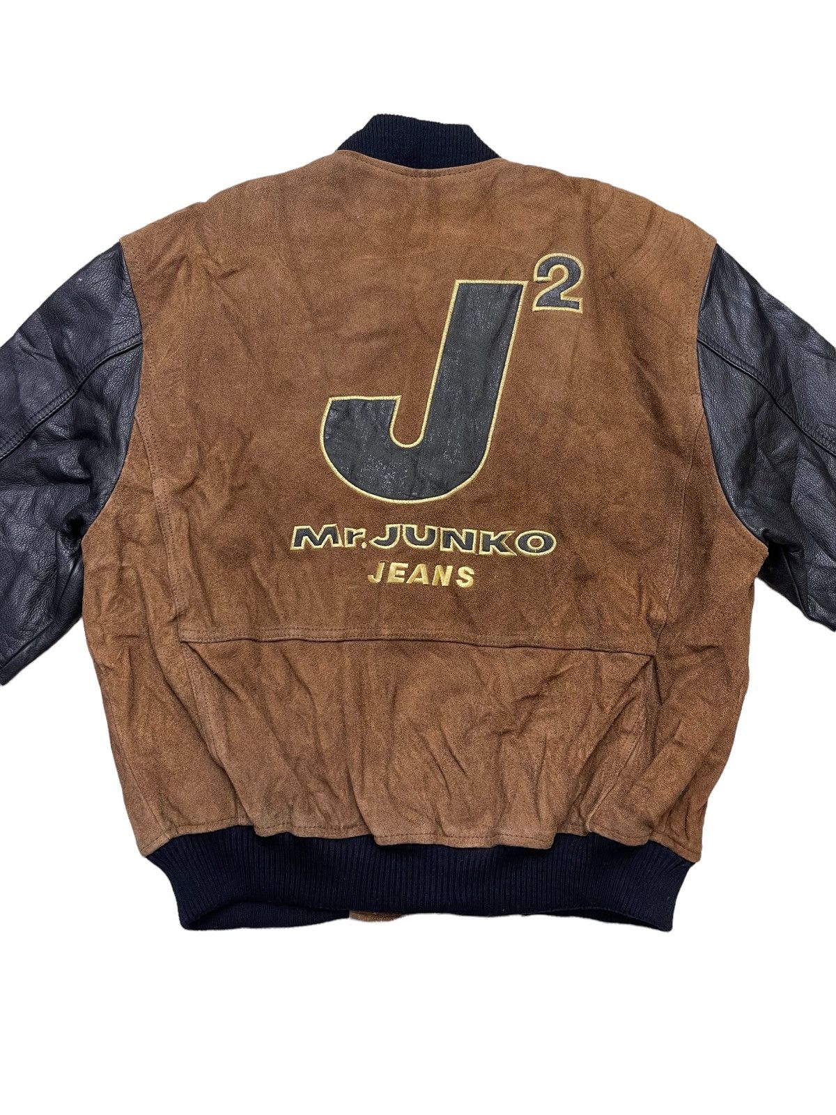 Vintage Vintage Mr.Junko Suede leather Big Logo Varsity Jacket Size US M / EU 48-50 / 2 - 11 Thumbnail