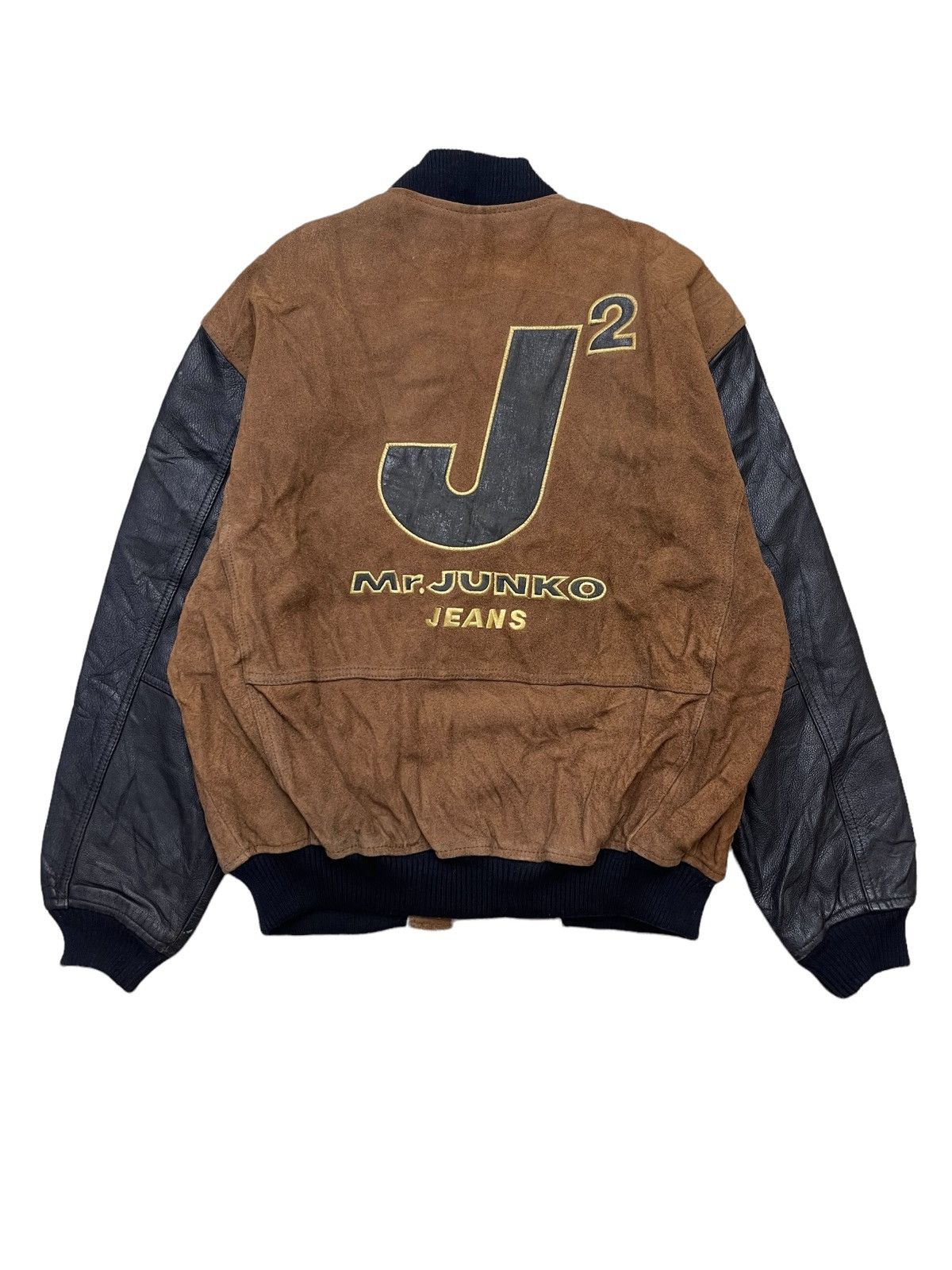 Vintage Vintage Mr.Junko Suede leather Big Logo Varsity Jacket Size US M / EU 48-50 / 2 - 1 Thumbnail