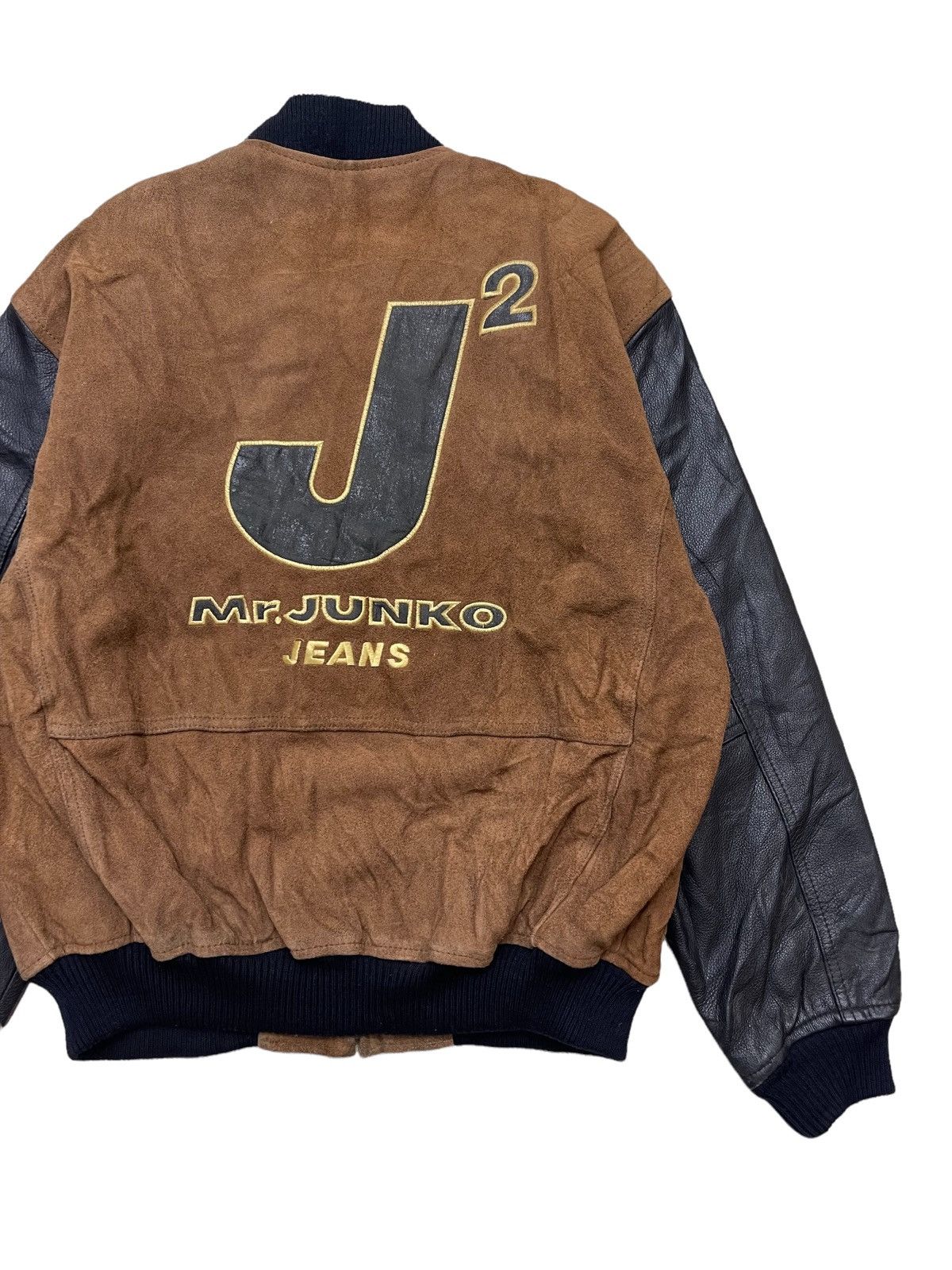 Vintage Vintage Mr.Junko Suede leather Big Logo Varsity Jacket Size US M / EU 48-50 / 2 - 7 Thumbnail