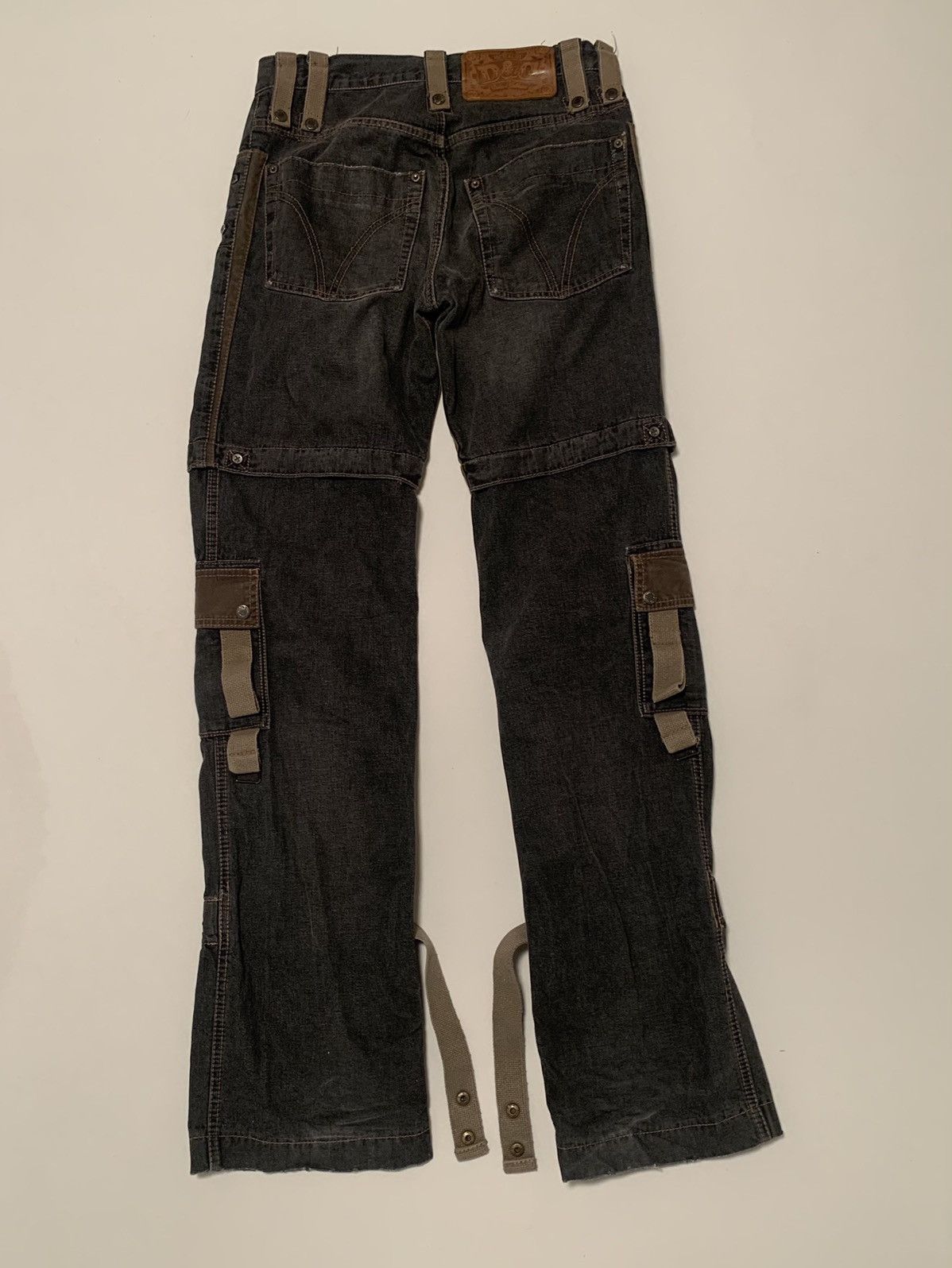 image of Dolce Gabbana 2003 Bondage Cargo Denim Pants in Grey, Men's (Size 30)