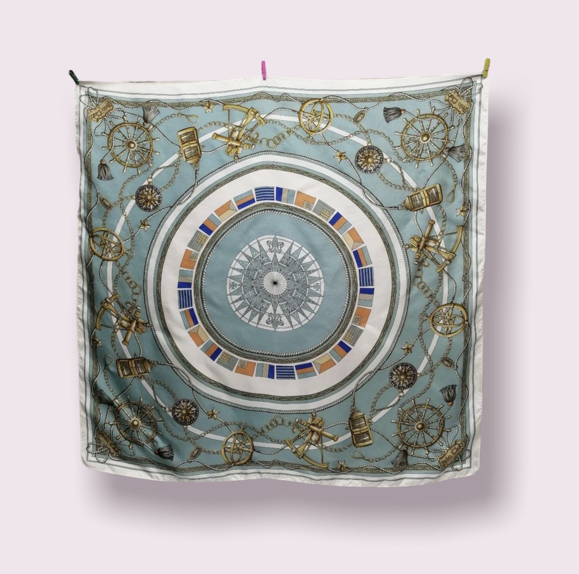 Beverly Hills Polo Club × Other × Vintage Vintage Polo Club Baroque and Flag Design Silk Scarf Size ONE SIZE - 1 Thumbnail
