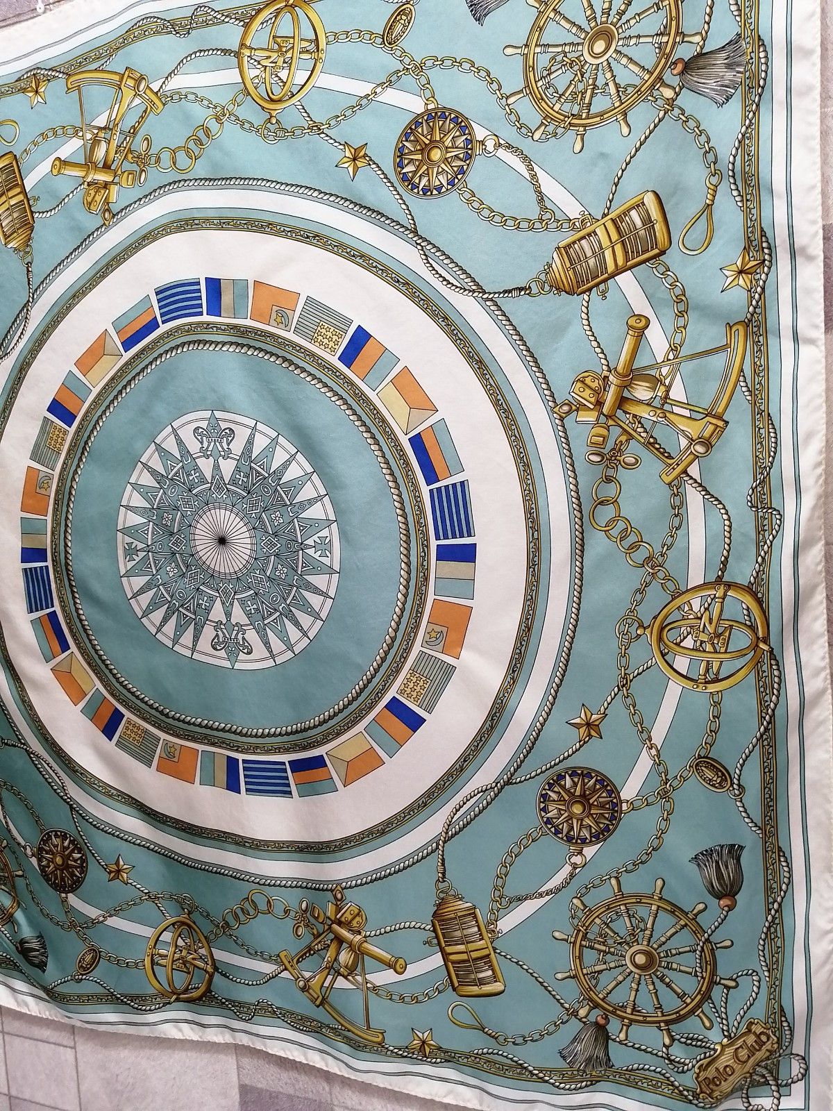 Beverly Hills Polo Club × Other × Vintage Vintage Polo Club Baroque and Flag Design Silk Scarf Size ONE SIZE - 3 Thumbnail