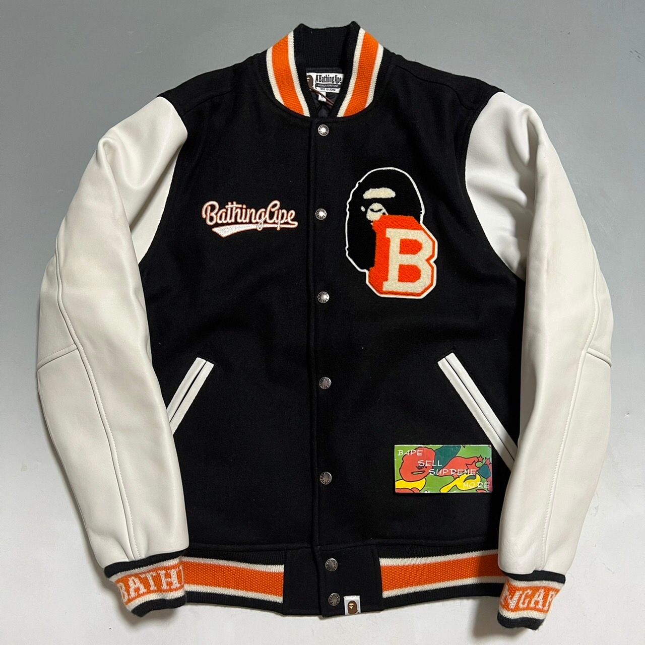 Pre-owned Bape Versity Jacket Black/white/orange