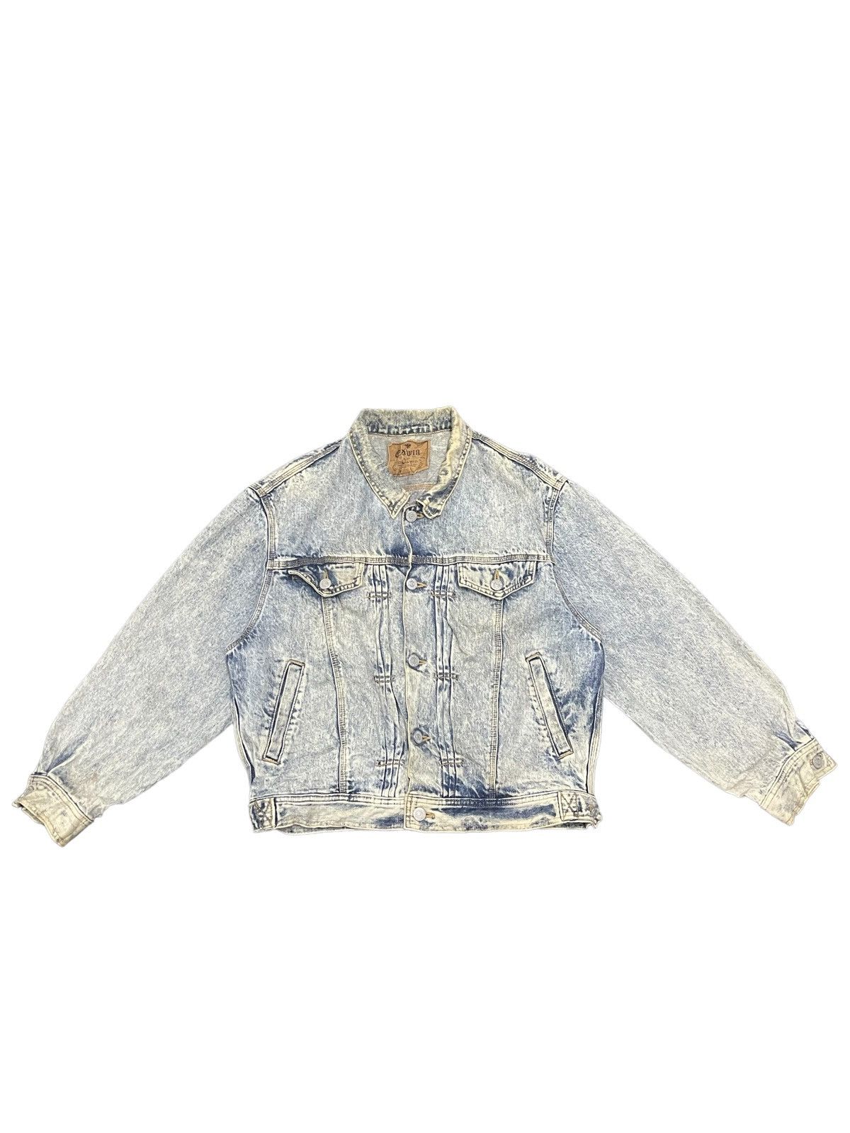 image of Vintage Edwin Multipocket Style Acid Wash Jacket in Blue, Men's (Size Medium)