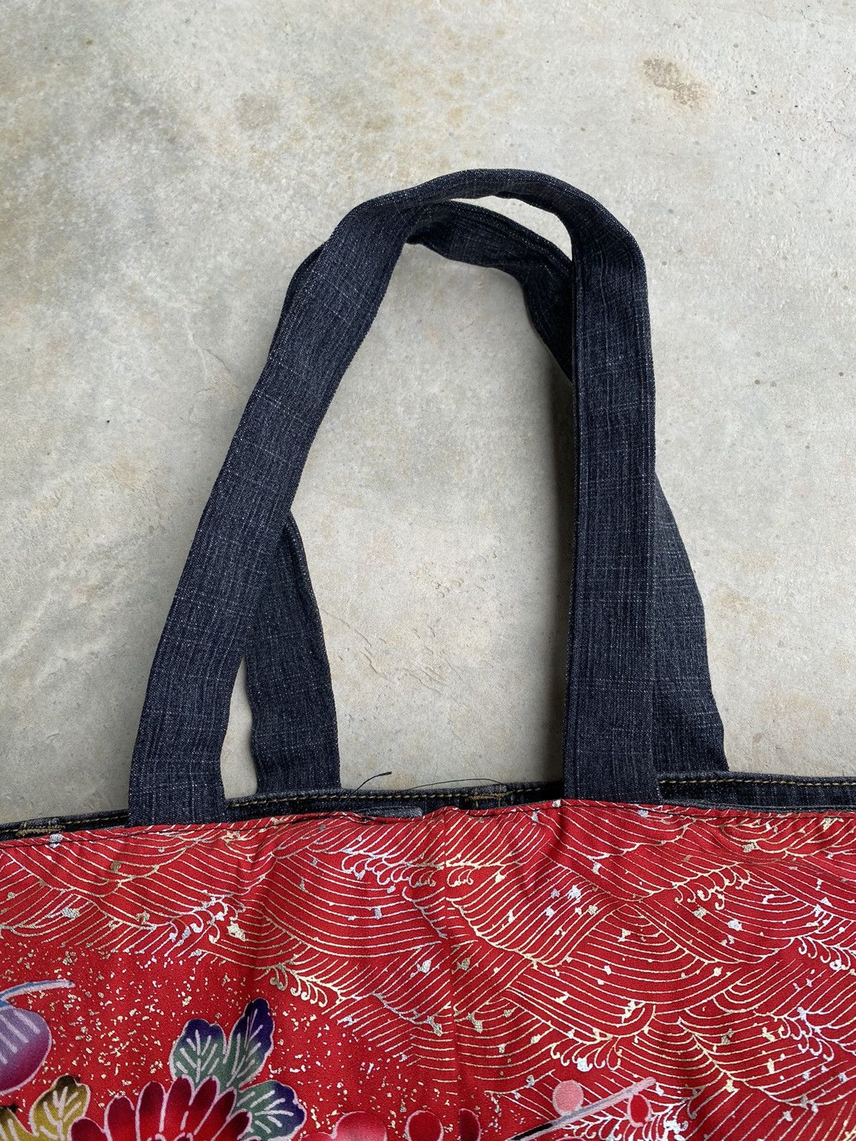 Japanese Brand Vintage Custom Sukajan Reversible Denim Tote Bag Size ONE SIZE - 3 Thumbnail