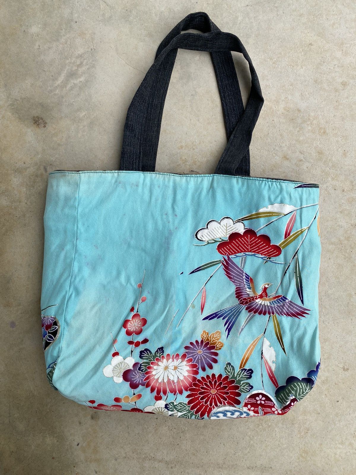 Japanese Brand Vintage Custom Sukajan Reversible Denim Tote Bag Size ONE SIZE - 2 Thumbnail