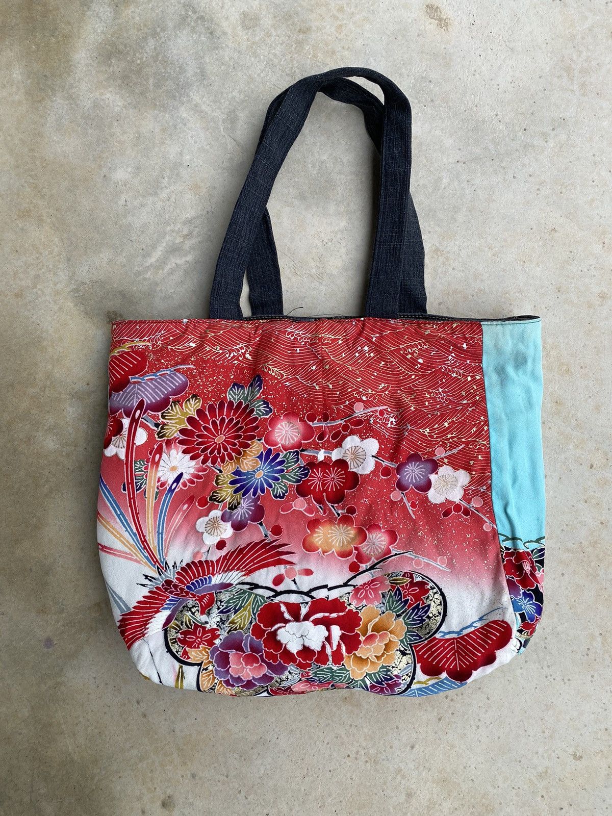 Japanese Brand Vintage Custom Sukajan Reversible Denim Tote Bag Size ONE SIZE - 1 Thumbnail