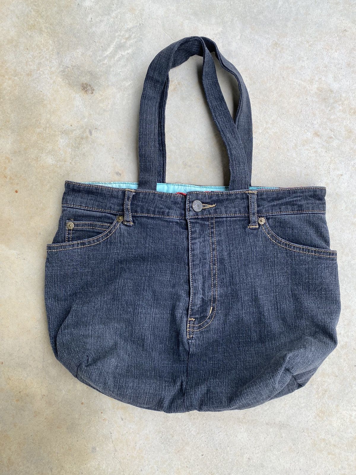 Japanese Brand Vintage Custom Sukajan Reversible Denim Tote Bag Size ONE SIZE - 9 Thumbnail