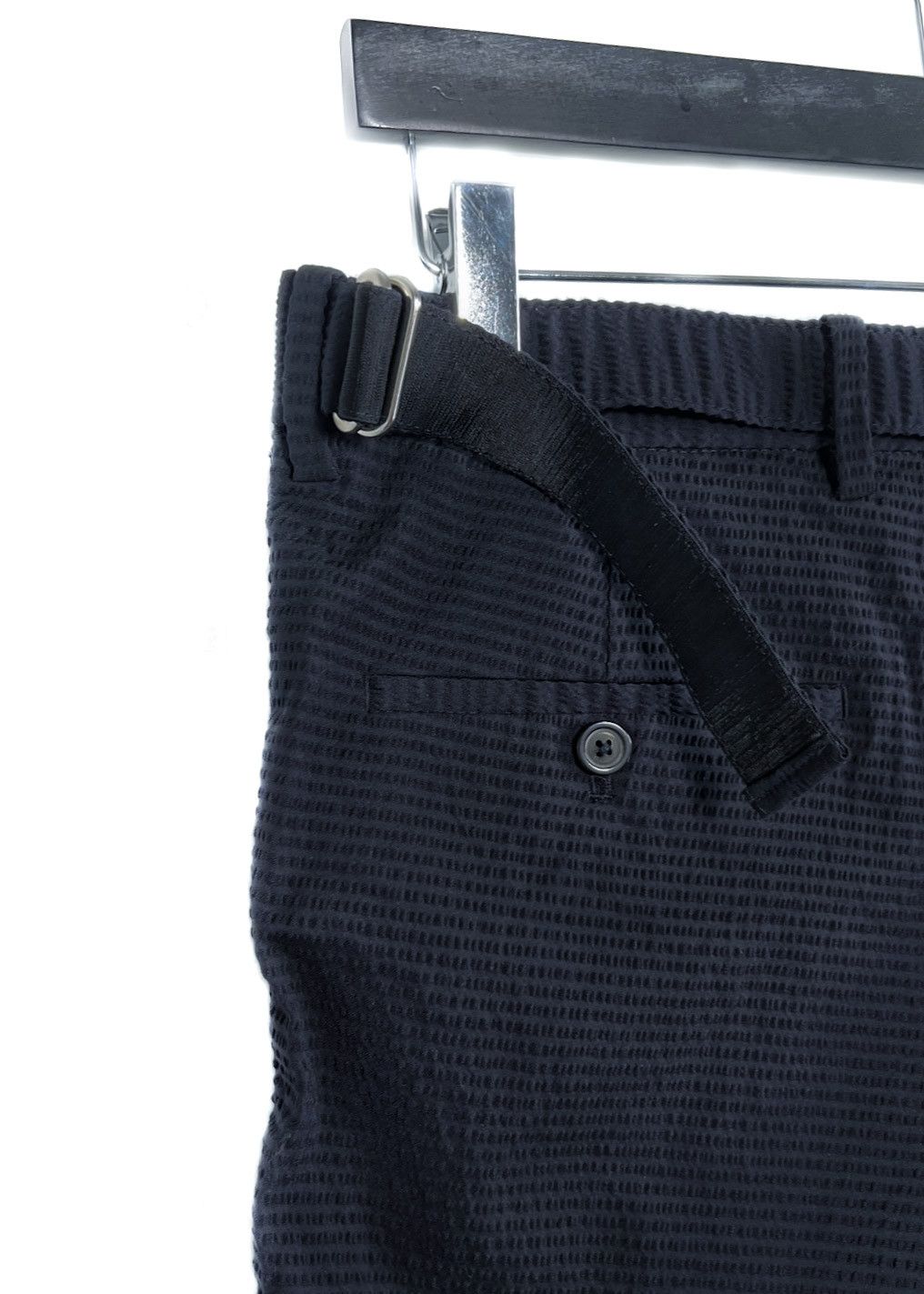 Wooyoungmi Wooyoungmi Navy Blue Seeksucker Belted Bermuda Shorts Size US 31 - 4 Thumbnail