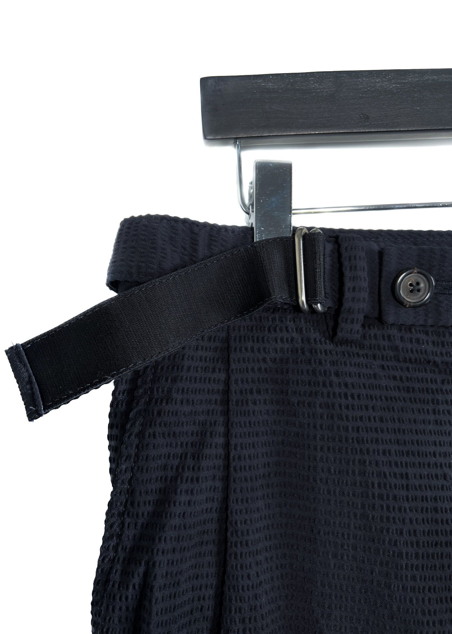 Wooyoungmi Wooyoungmi Navy Blue Seeksucker Belted Bermuda Shorts Size US 31 - 2 Thumbnail