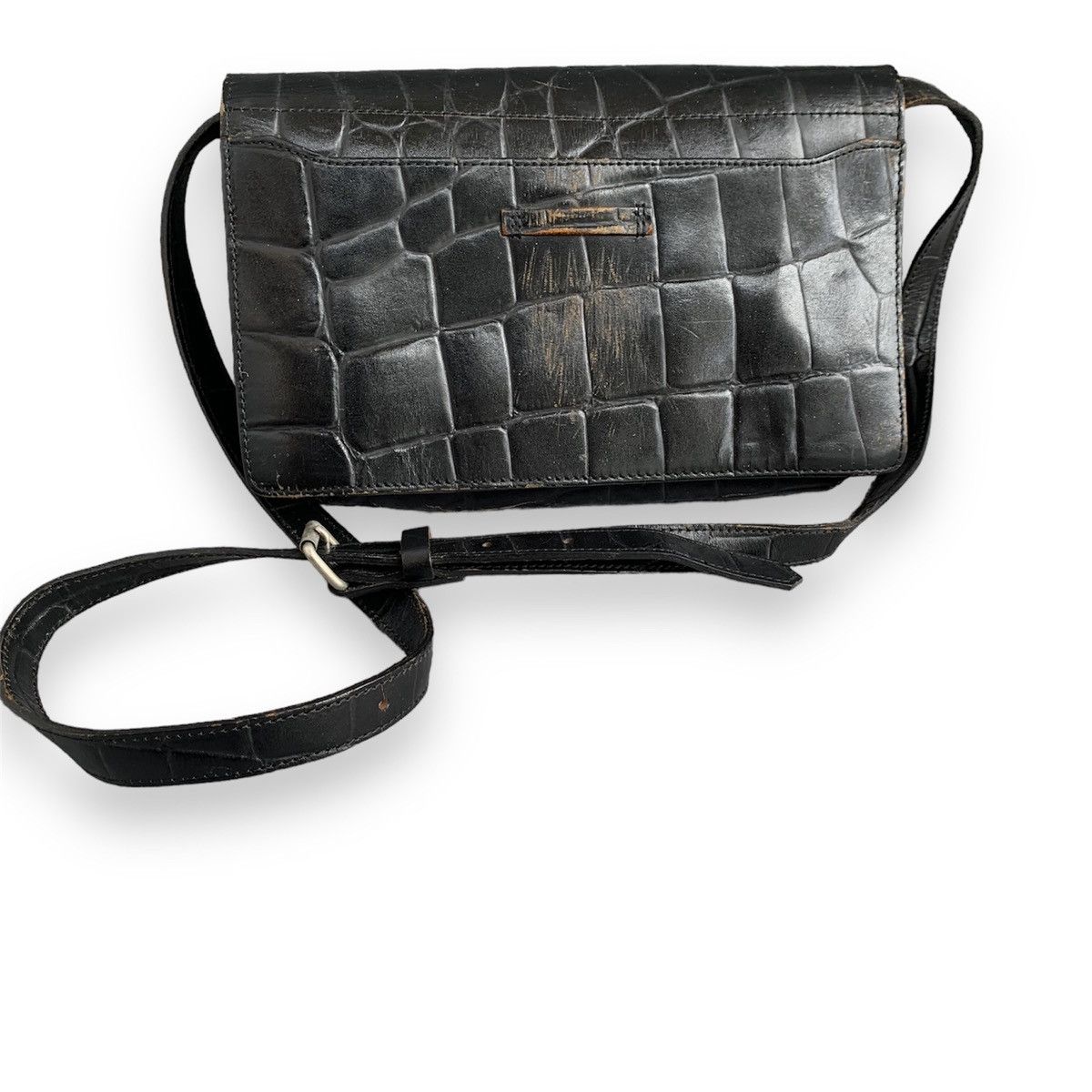 Jean Paul Gaultier black crocodile embossed logo messenger bag Size ONE SIZE - 2 Thumbnail
