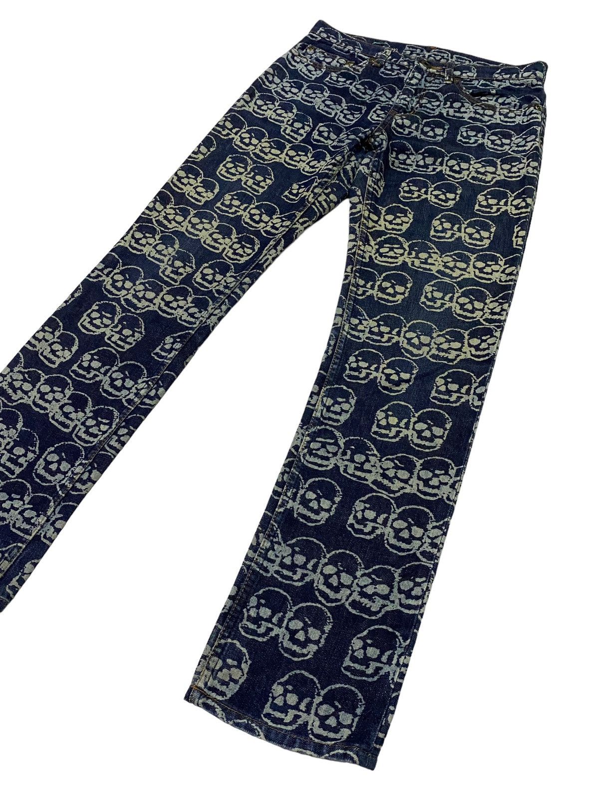 Hysteric Glamour Hot🔥1999 Hysteric Glamour Skull FullPrint Denim Pants Size US 29 - 22 Thumbnail