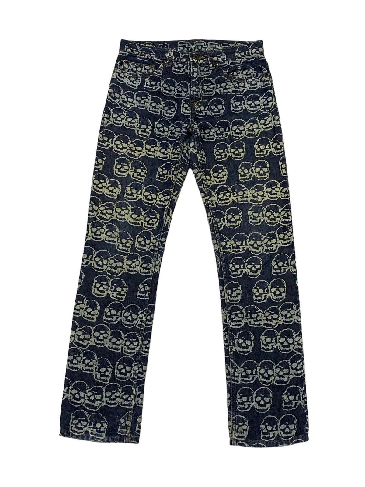 Hysteric Glamour Hot🔥1999 Hysteric Glamour Skull FullPrint Denim Pants Size US 29 - 2 Thumbnail
