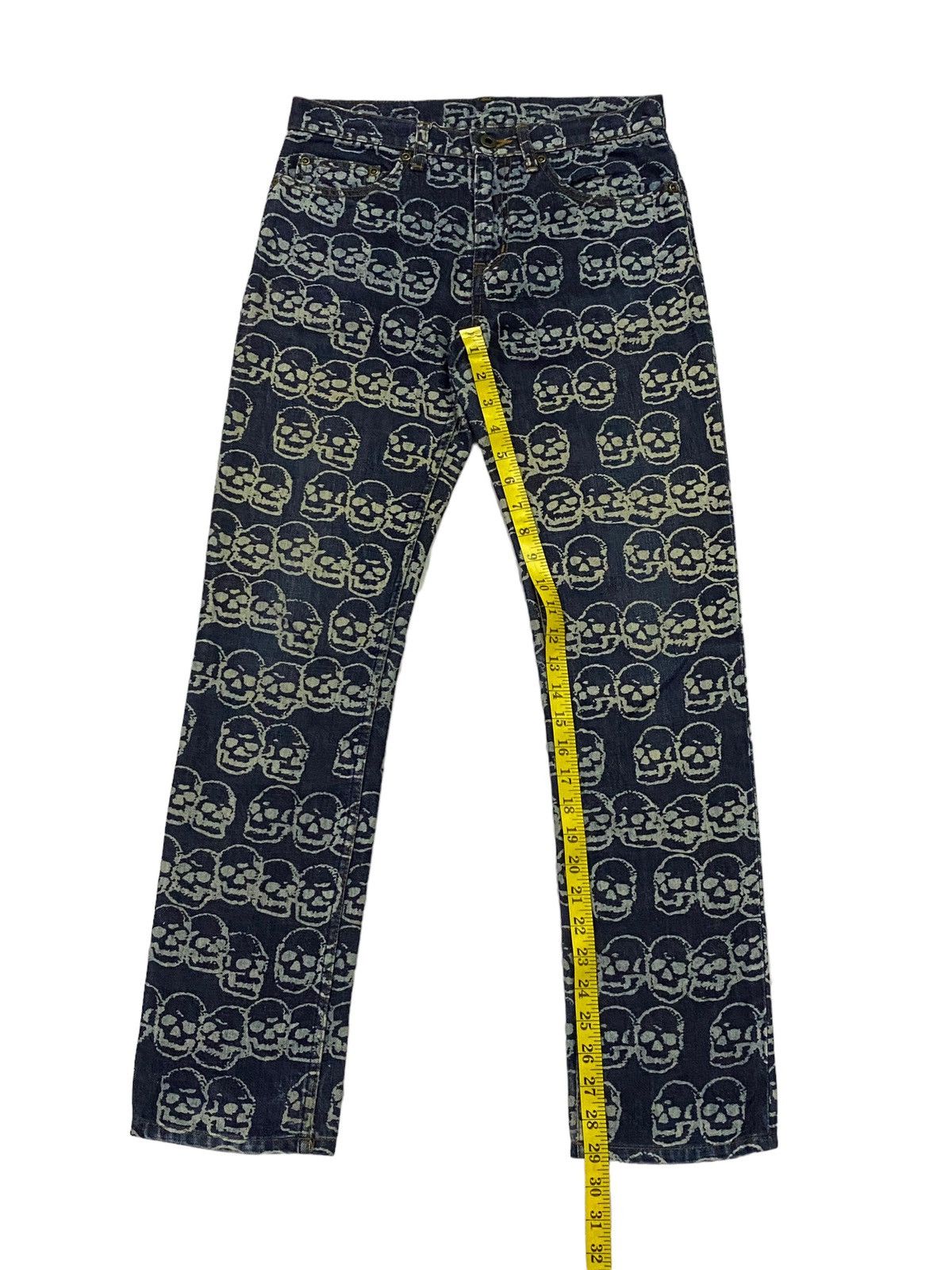 Hysteric Glamour Hot🔥1999 Hysteric Glamour Skull FullPrint Denim Pants Size US 29 - 7 Thumbnail