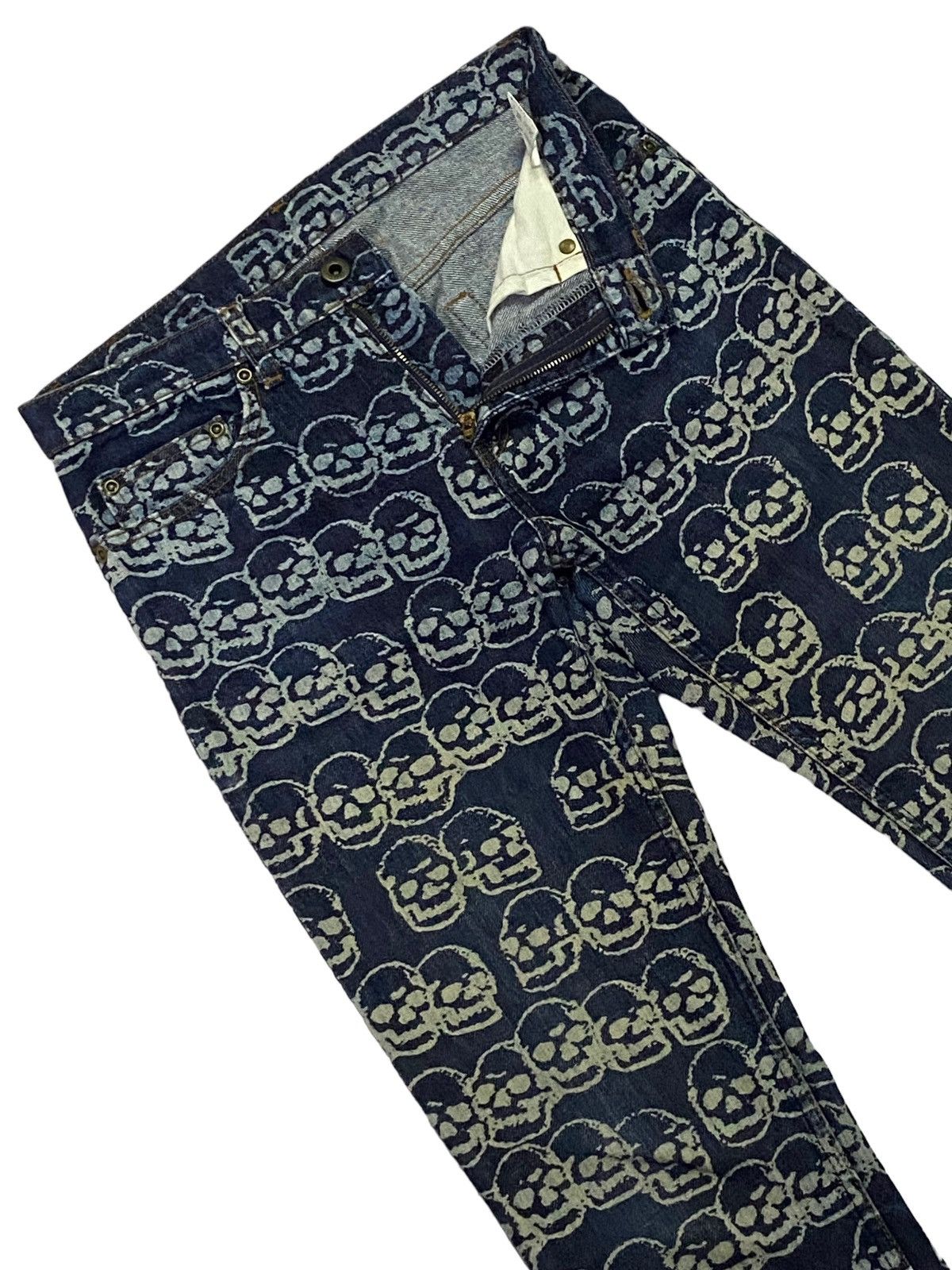 Hysteric Glamour Hot🔥1999 Hysteric Glamour Skull FullPrint Denim Pants Size US 29 - 17 Thumbnail