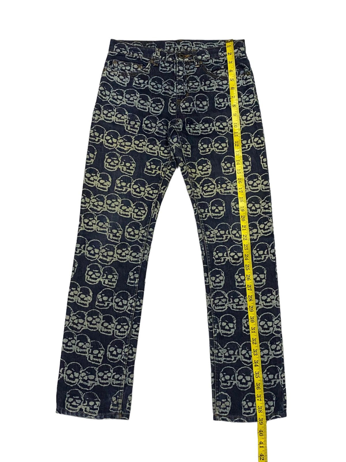 Hysteric Glamour Hot🔥1999 Hysteric Glamour Skull FullPrint Denim Pants Size US 29 - 6 Thumbnail