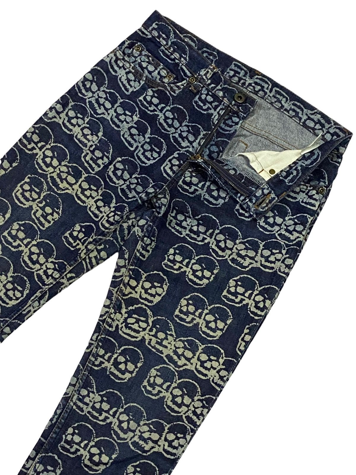 Hysteric Glamour Hot🔥1999 Hysteric Glamour Skull FullPrint Denim Pants Size US 29 - 19 Thumbnail