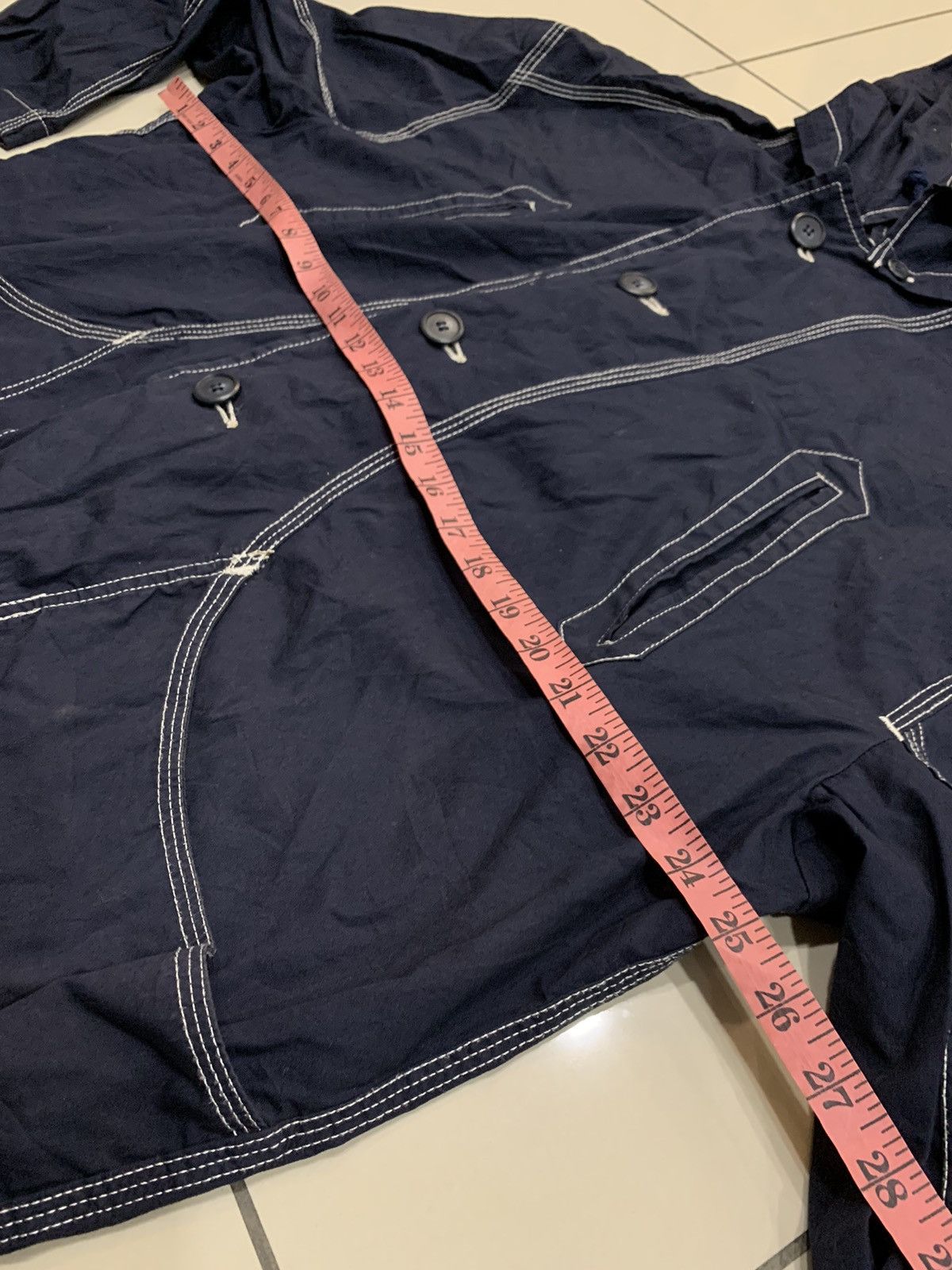 45rpm × Japanese Brand × Vintage UNRELEASED STRIPED TRENCH LONG COAT JACKET Size US L / EU 52-54 / 3 - 4 Thumbnail