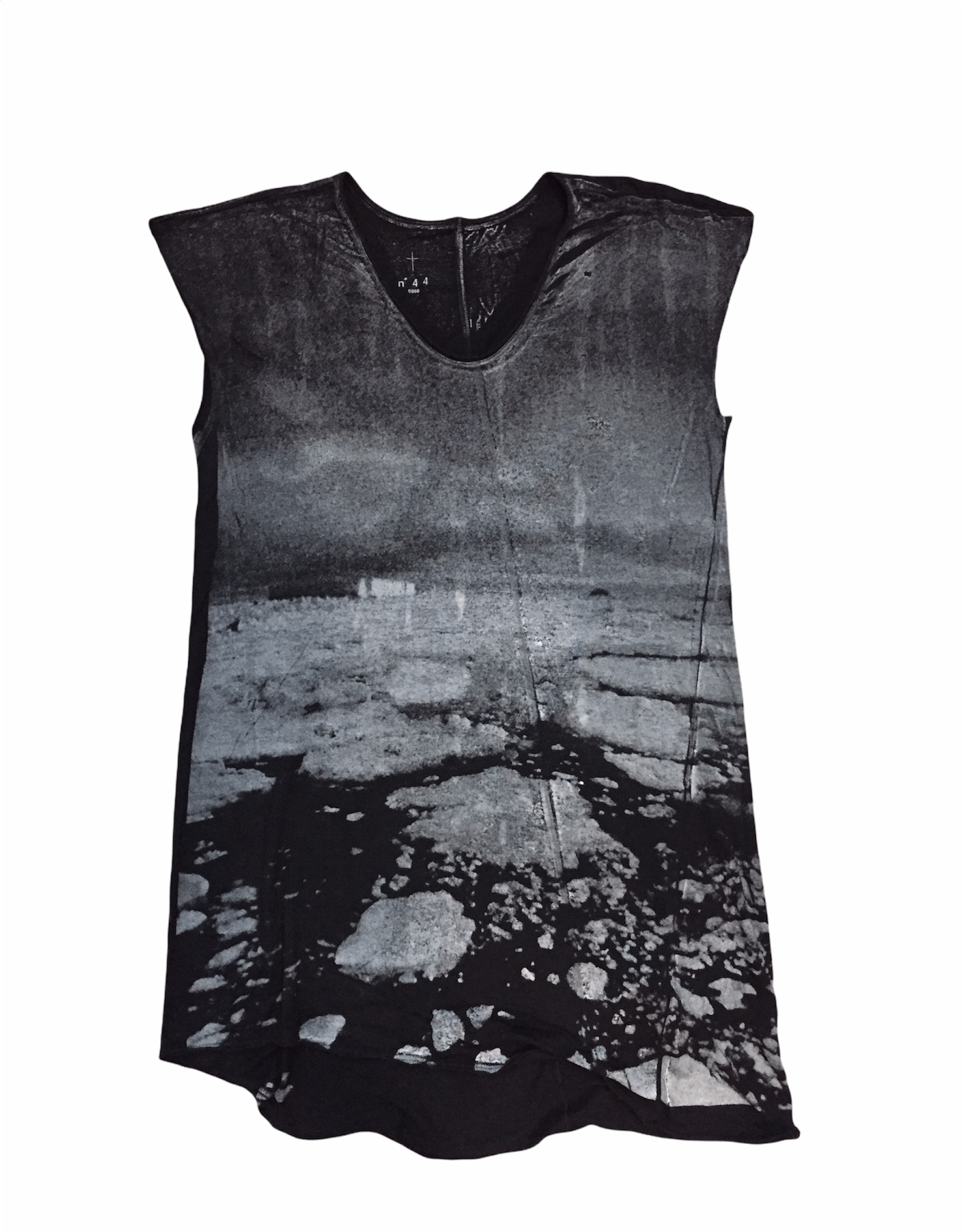 image of 0000 By N 44 Acc x N4 Fullprint Sleeveless Long Shirt in Black, Men's (Size Small)