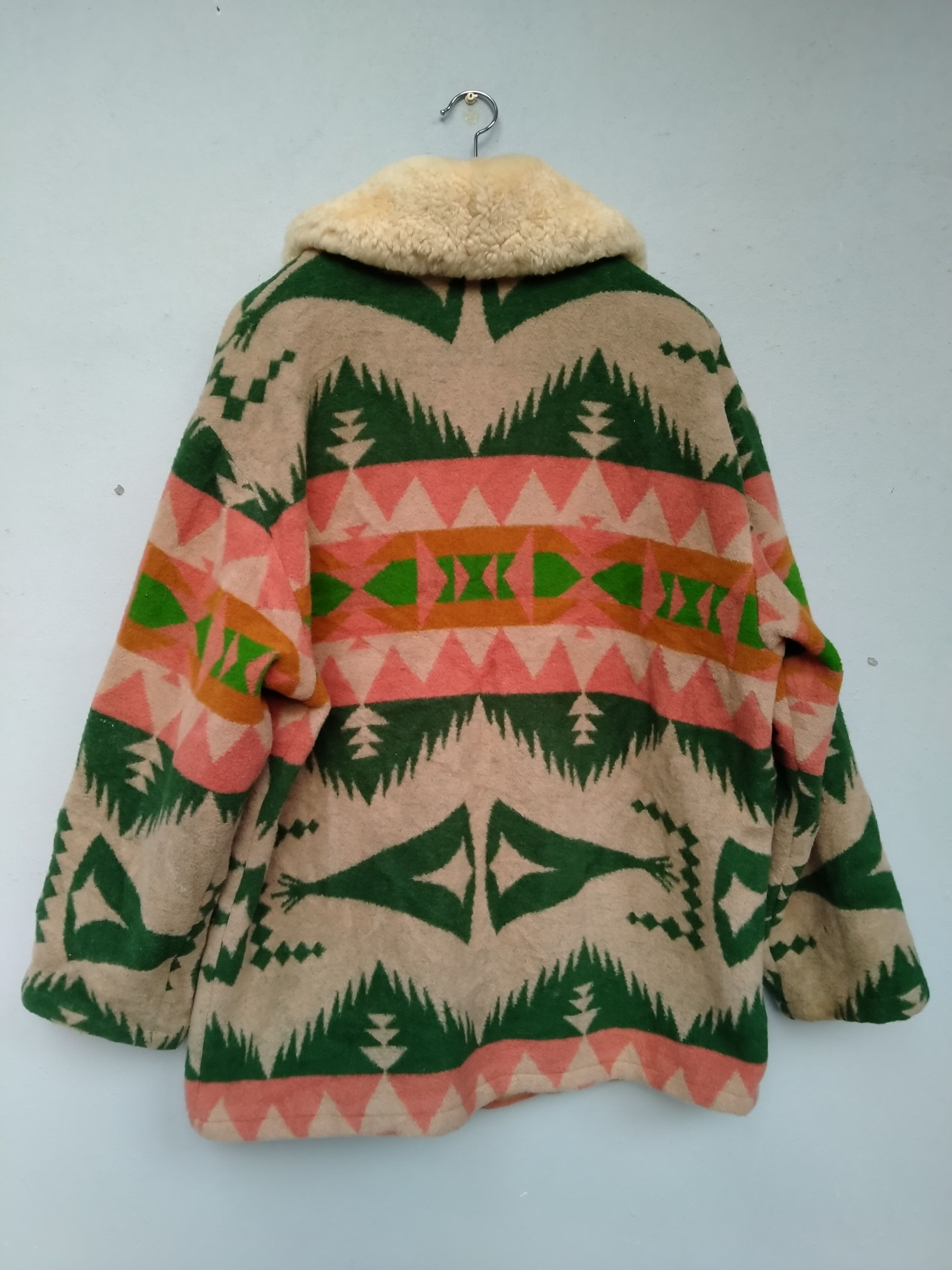 Native Vintage 70s Native Navajo Fleece Genuine Leather Jacket Size US L / EU 52-54 / 3 - 12 Thumbnail